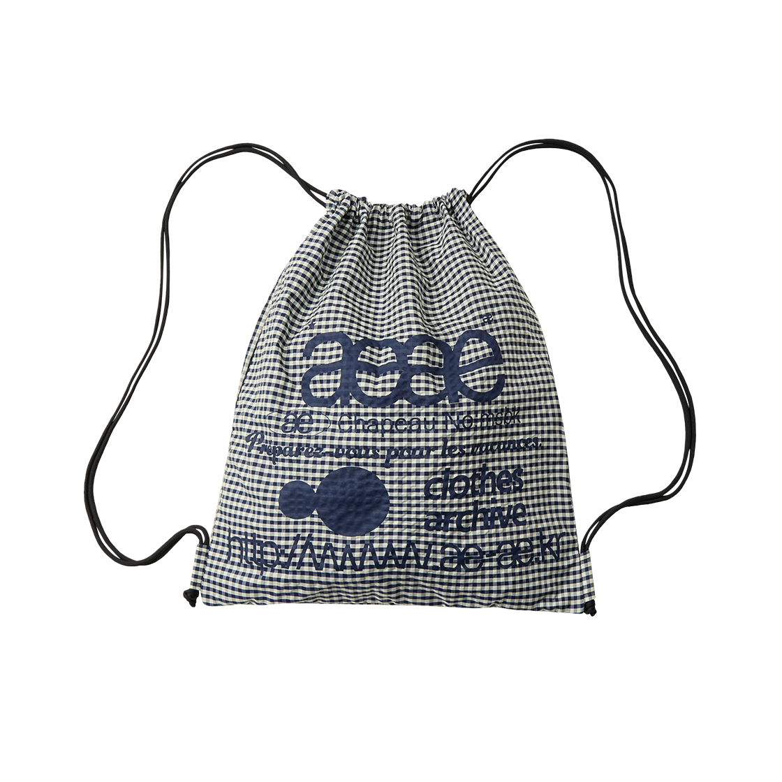 에이이에이이 웹 로고 체크 짐 색 블루(AEAE Web Logo Check Gym Sack Blue)