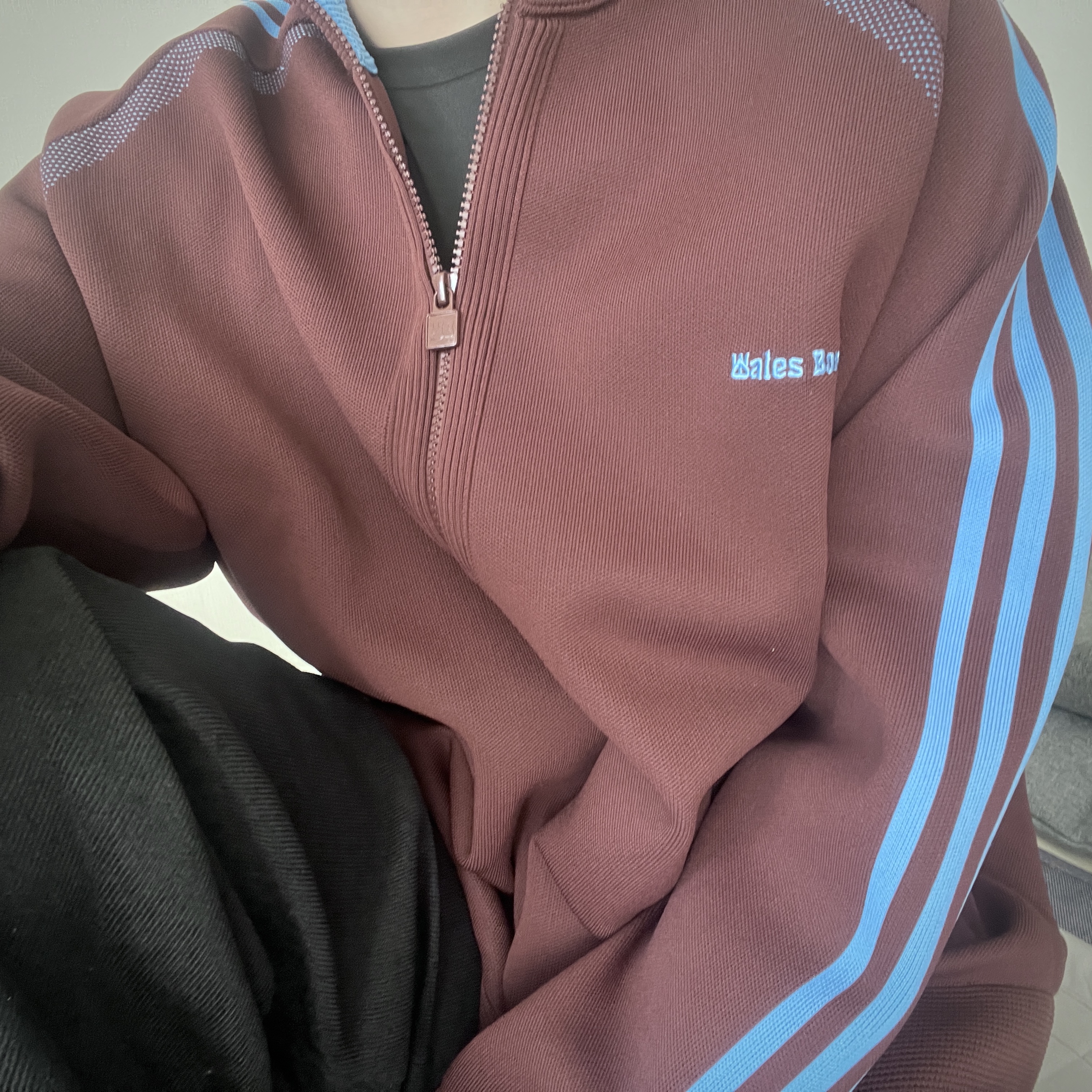 Adidas x Wales Bonner Statement Knit Track Top Mystery Brown - US Sizing 착용 스타일