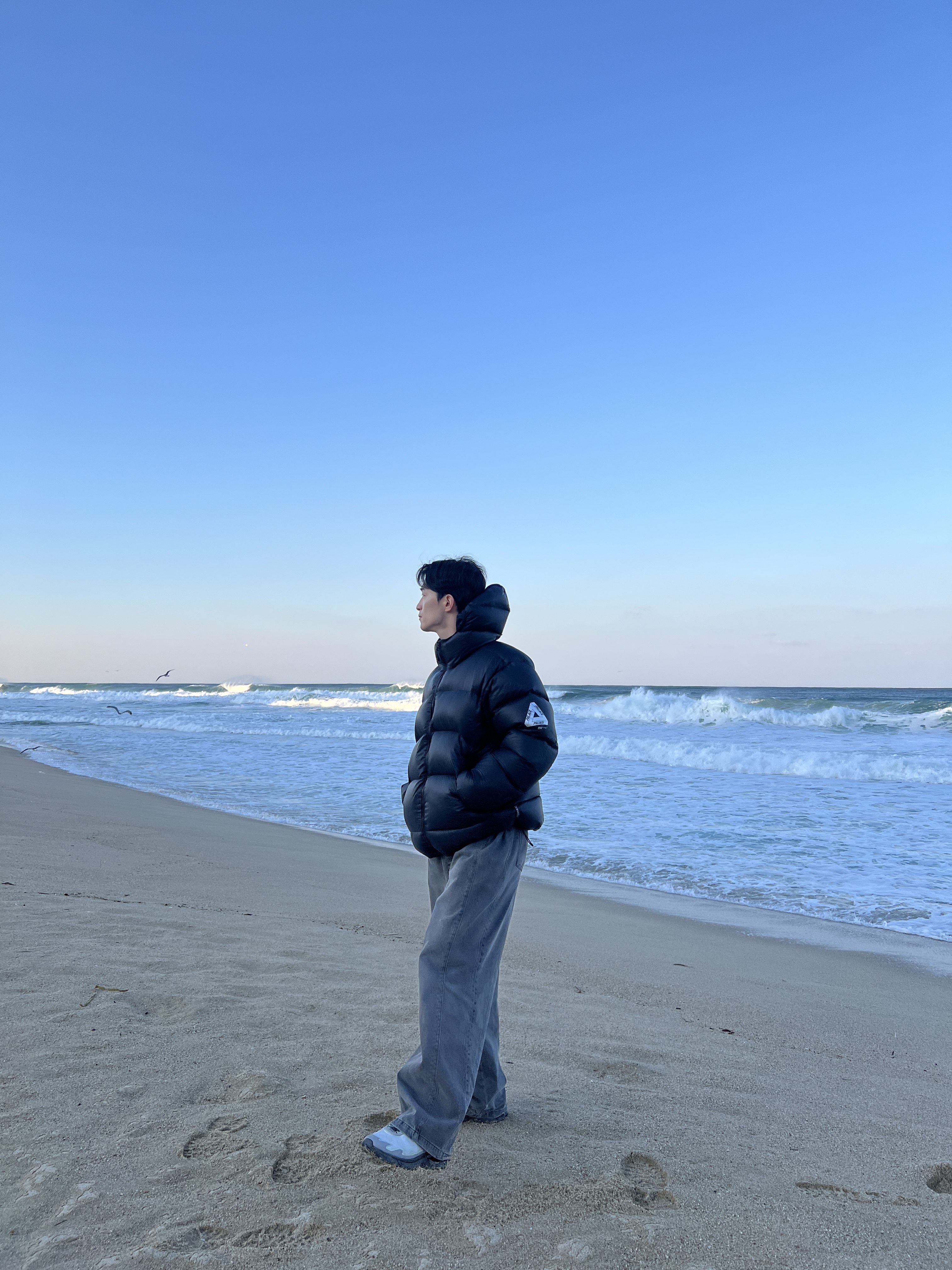 Palace Pertex Opaque Balaclava Puffa Black - 24FW, Salomon XT-Slate ADV Metal Gray Flannel 착용 스타일 - 1