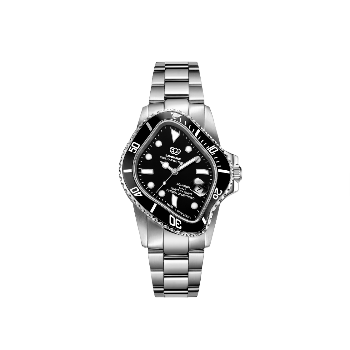 라르비 PEA001 실버 프리시전 스틸 블랙 베젤 블랙 다이얼(Laarvee PEA001 Silver Precision Steel Black Bezel Black Dial)