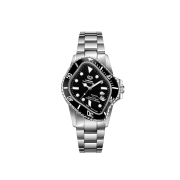 Laarvee PEA001 Silver Precision Steel Black Bezel Black Dial