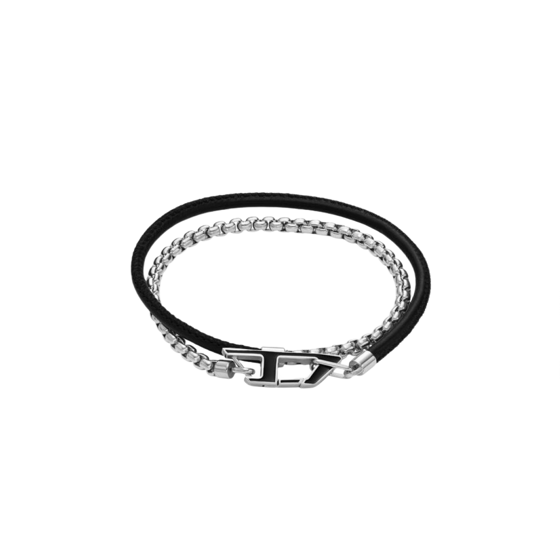 디젤 Dx1472 스테인리스 스틸 체인 브레이슬릿 실버 블랙(Diesel Dx1472 Stainless Steel Chain Bracelet Silver Black)