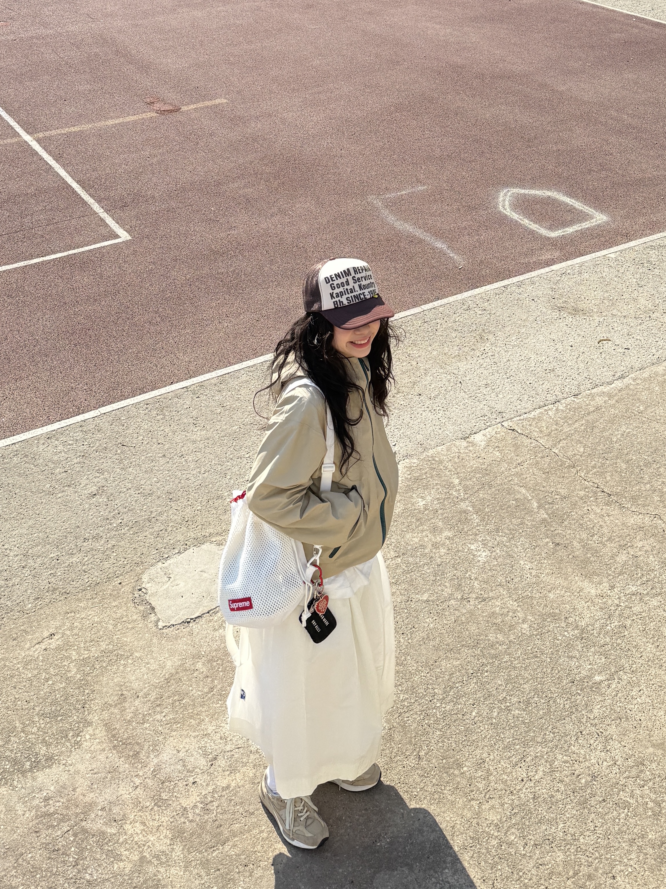 Kapital Denim Repair Track Cap Kinari Brown, Arc'teryx Beta Jacket Wicker 착용 스타일 - 3