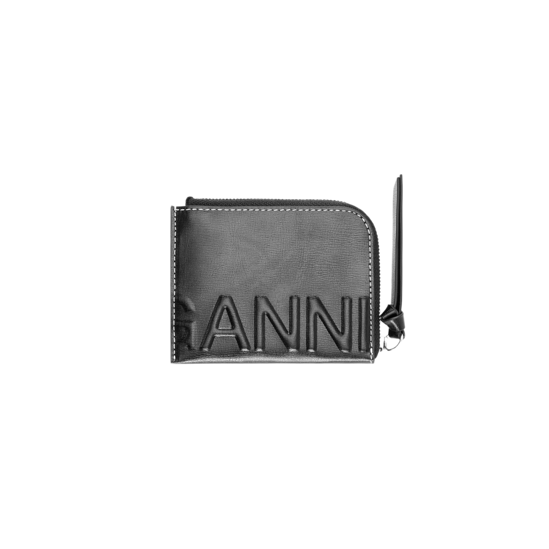 가니 집 로고 카드 홀더 블랙(Ganni Zip Logo Card Holder Black)