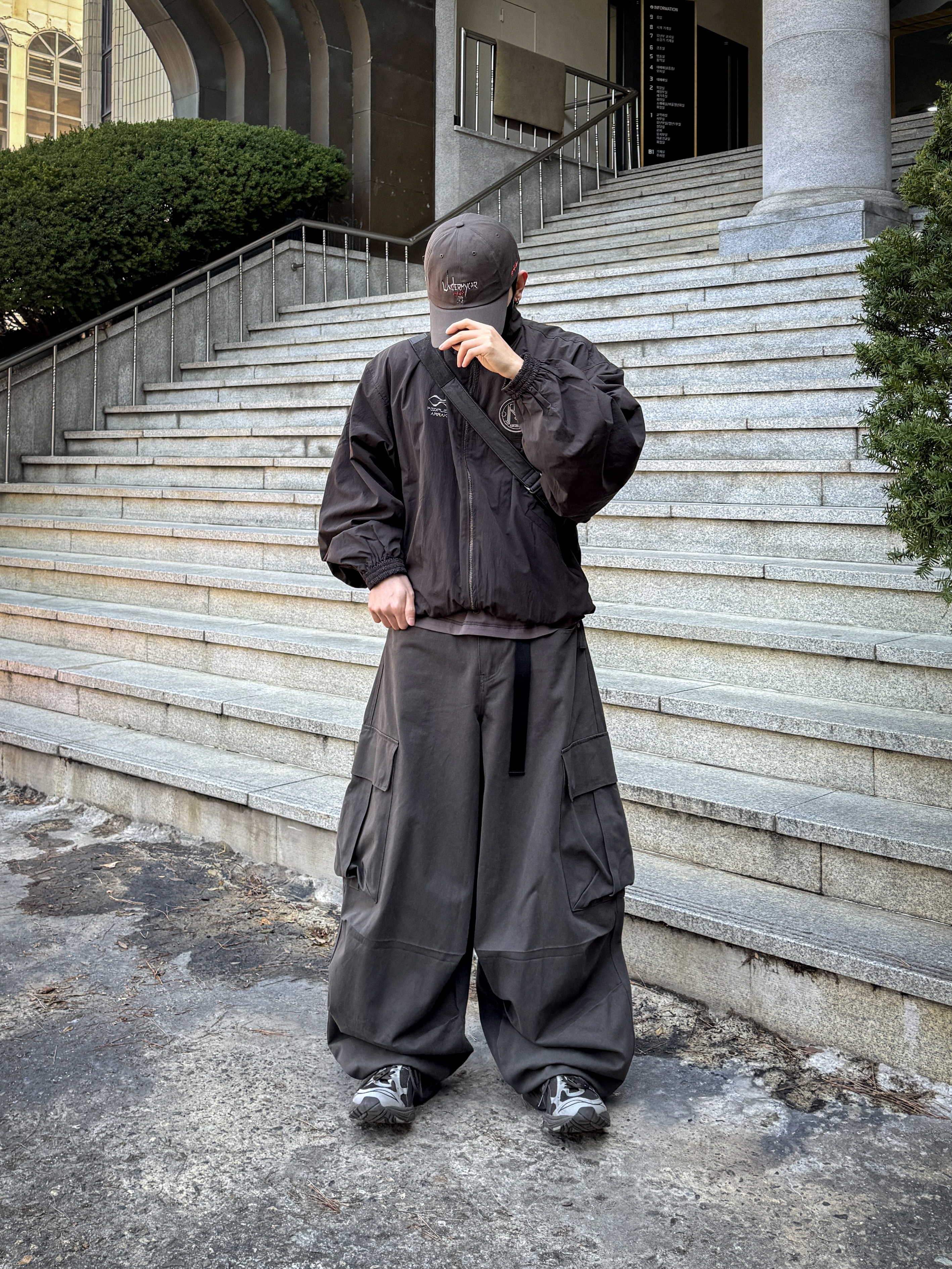 Undermycar POC-173 POC Basic Ball Cap Brown / 173, Undermycar x Atmos Dharana Ashtanga Pull-Up Jacket Fungi - 23FW 착용 스타일 - 3