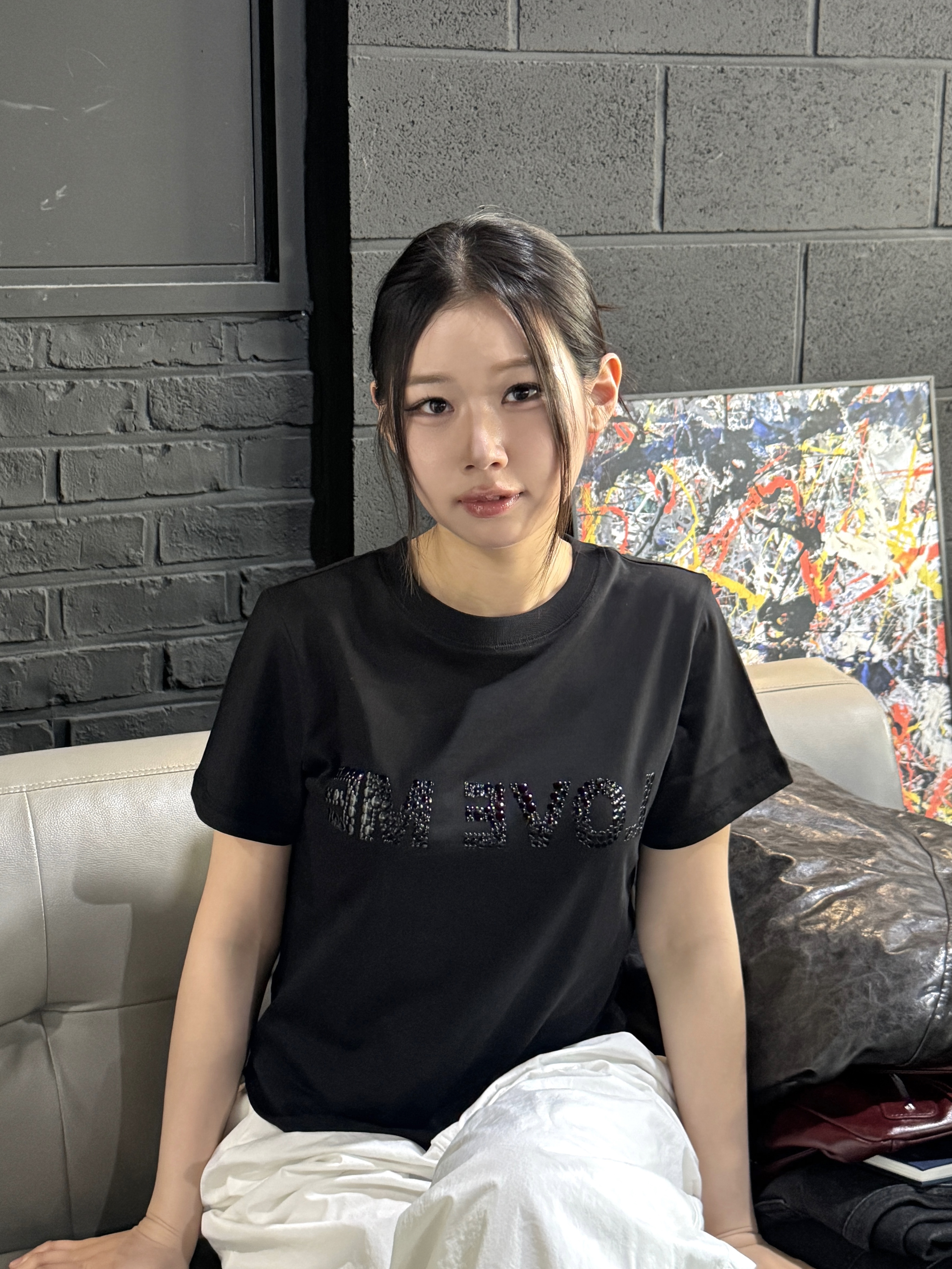 GIMMETHEYOUNG G_Love Cat T-Shirt_S  BLack 착용 스타일 - 1