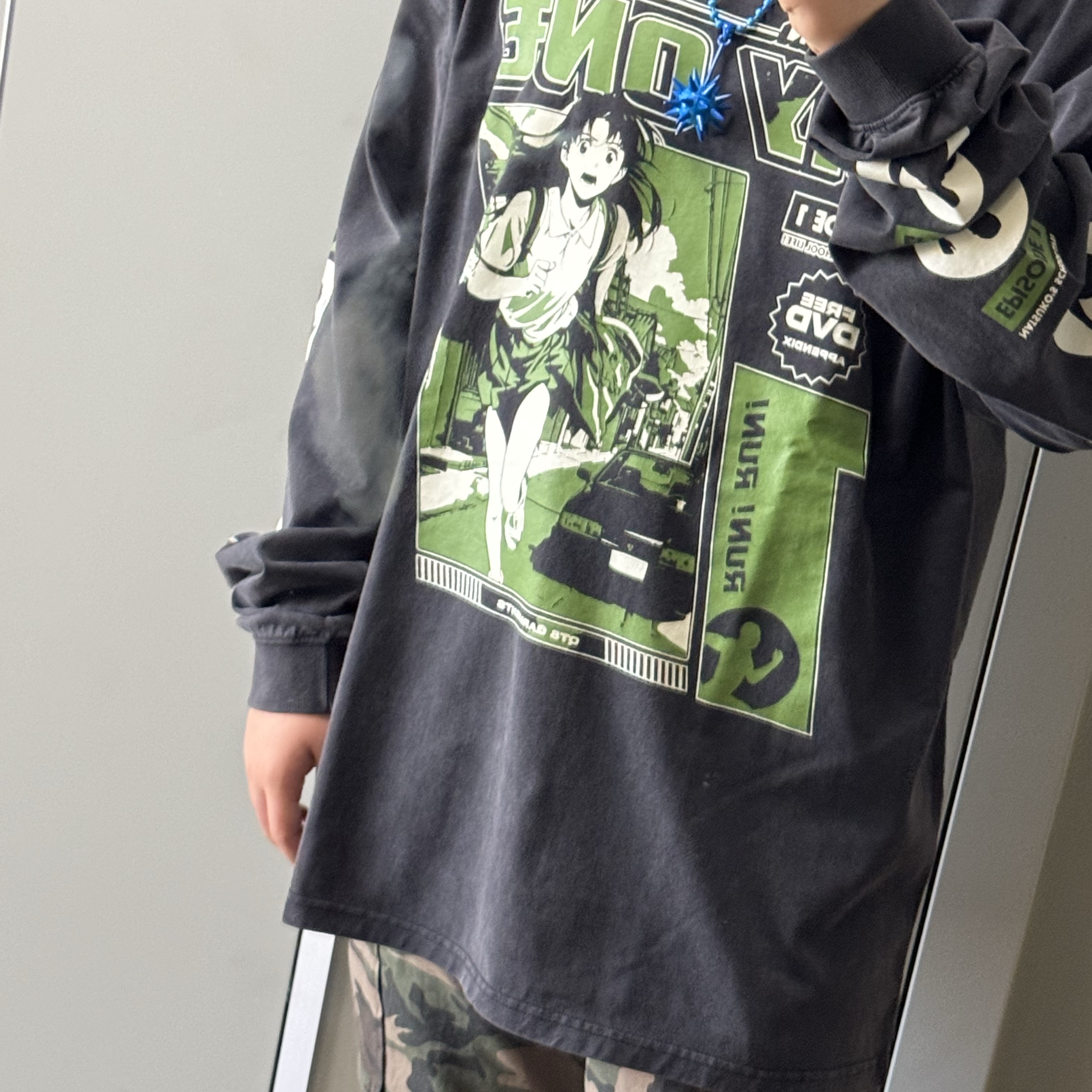 QT8 GARMENTS TL Day-1 SP Washed Long Sleeve Black 착용 스타일 - 2