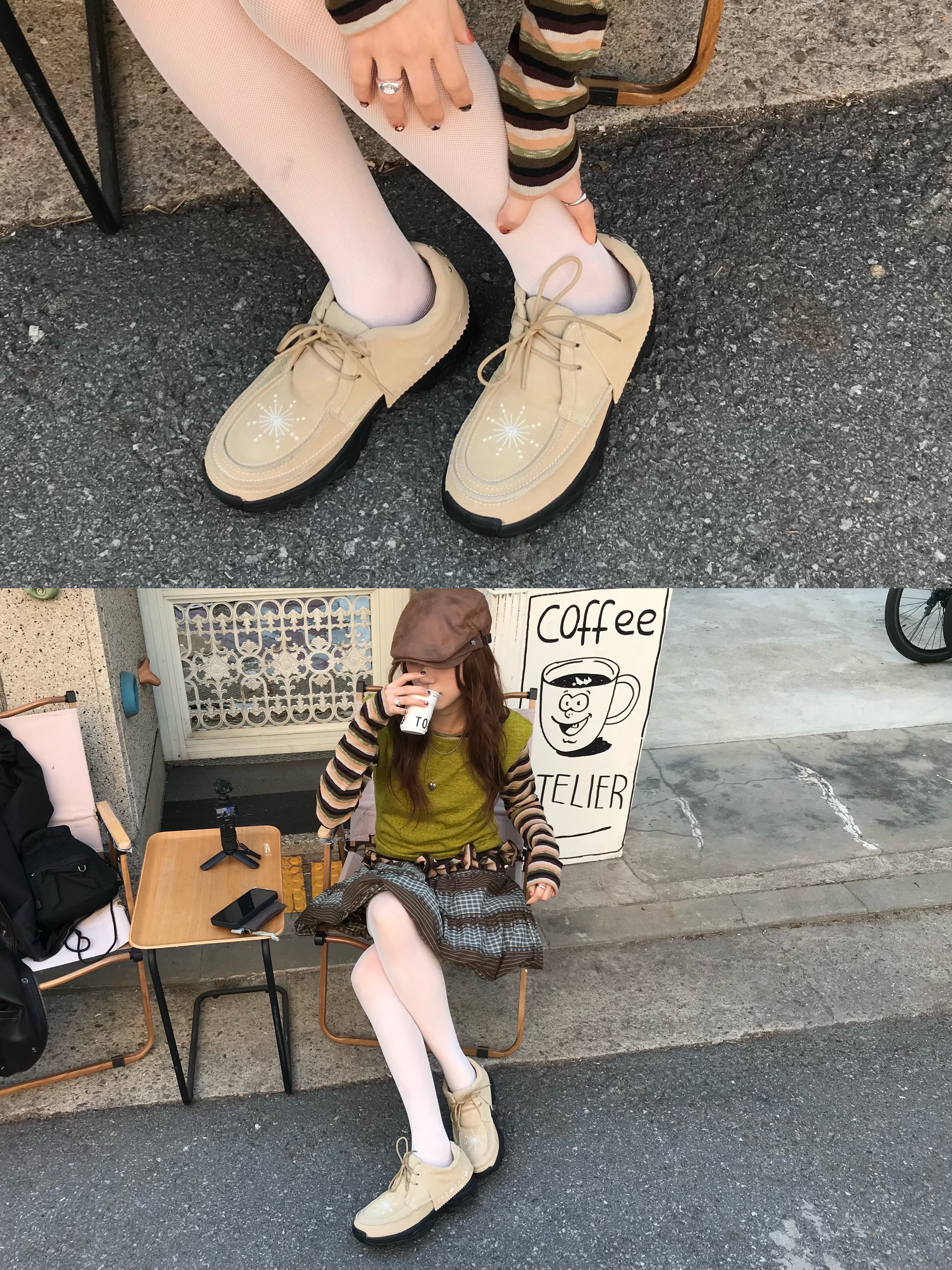 [KREAM 단독] Millo Archive X Negative Three Crescendo Desert Boots Beige 착용 스타일 - 2