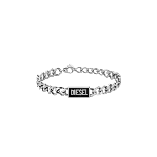 Diesel Dx1513 Black Agate Id Bracelt Silver