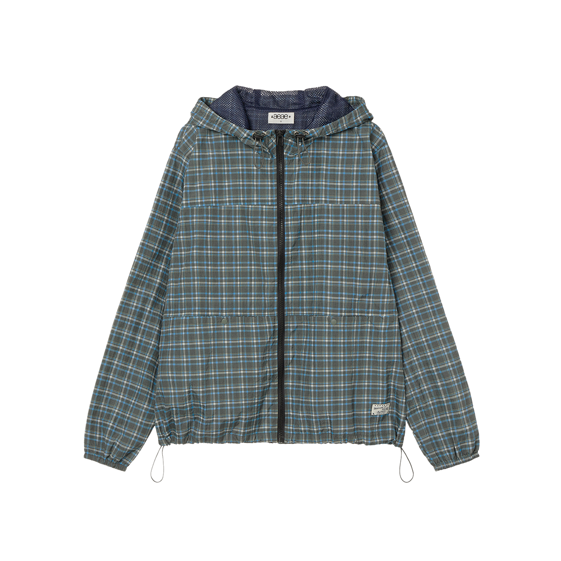 에이이에이이 체크 후드 점퍼 네이비(AEAE Check Hood Jumper Navy)