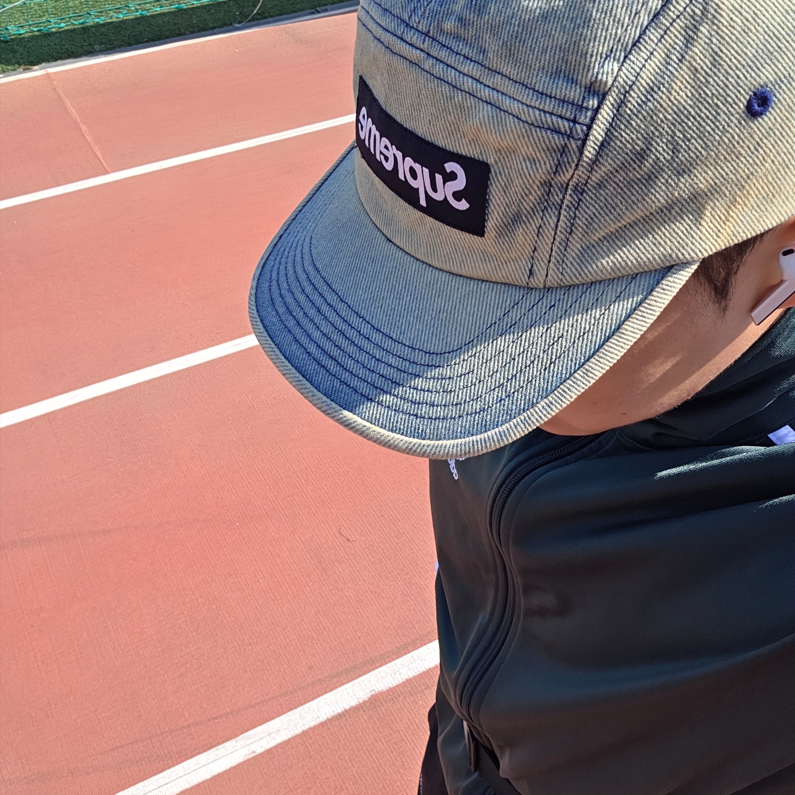 Supreme Washed Chino Twill Camp Cap Denim - 24FW 착용 스타일