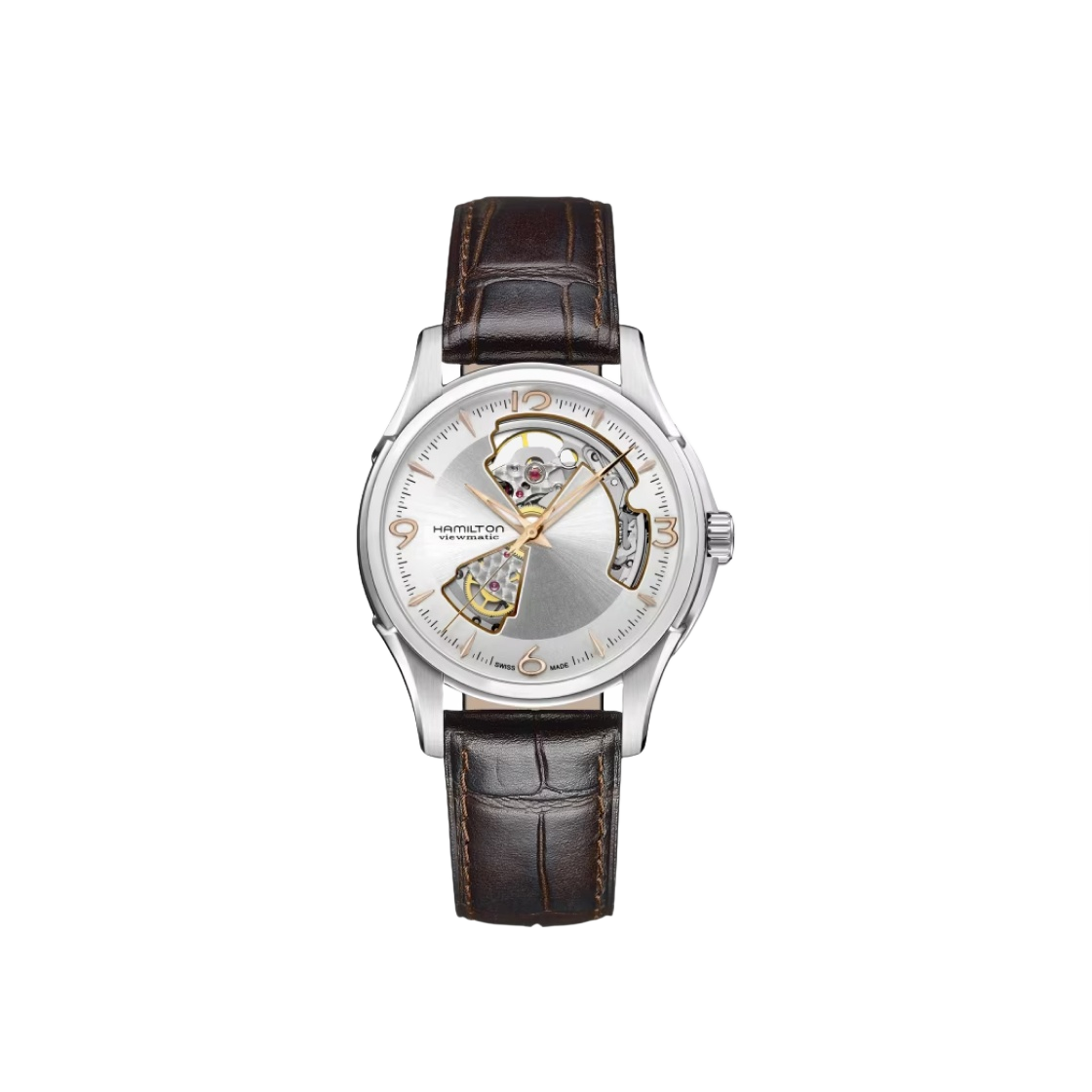 해밀턴 재즈마스터 오픈 하트 오토 40mm 스테인리스 스틸 카프 레더 실버(Hamilton Jazzmaster Open Heart Auto 40mm Stainless Steel Calf Leather Silver)