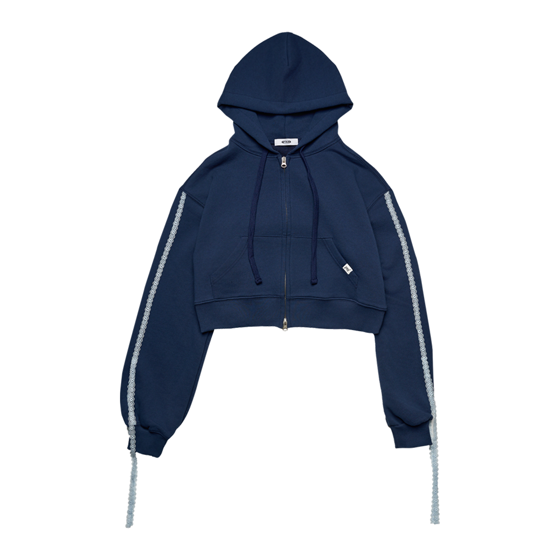 S42770 FAD Lace Crop Hoodie Zip-Up Navy