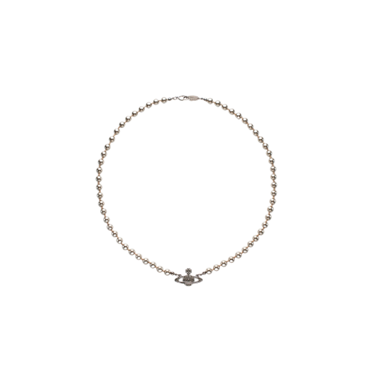 Vivienne Westwood Mini Bas Relief Pearl Necklace Gunmetal