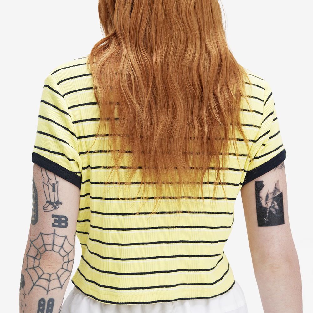 프레드페리 우먼스 스트라이프 립 티셔츠 챔피언스골드(Fred Perry Womens Striped Ribbed T-Shirt Champion'S Gold) - 6