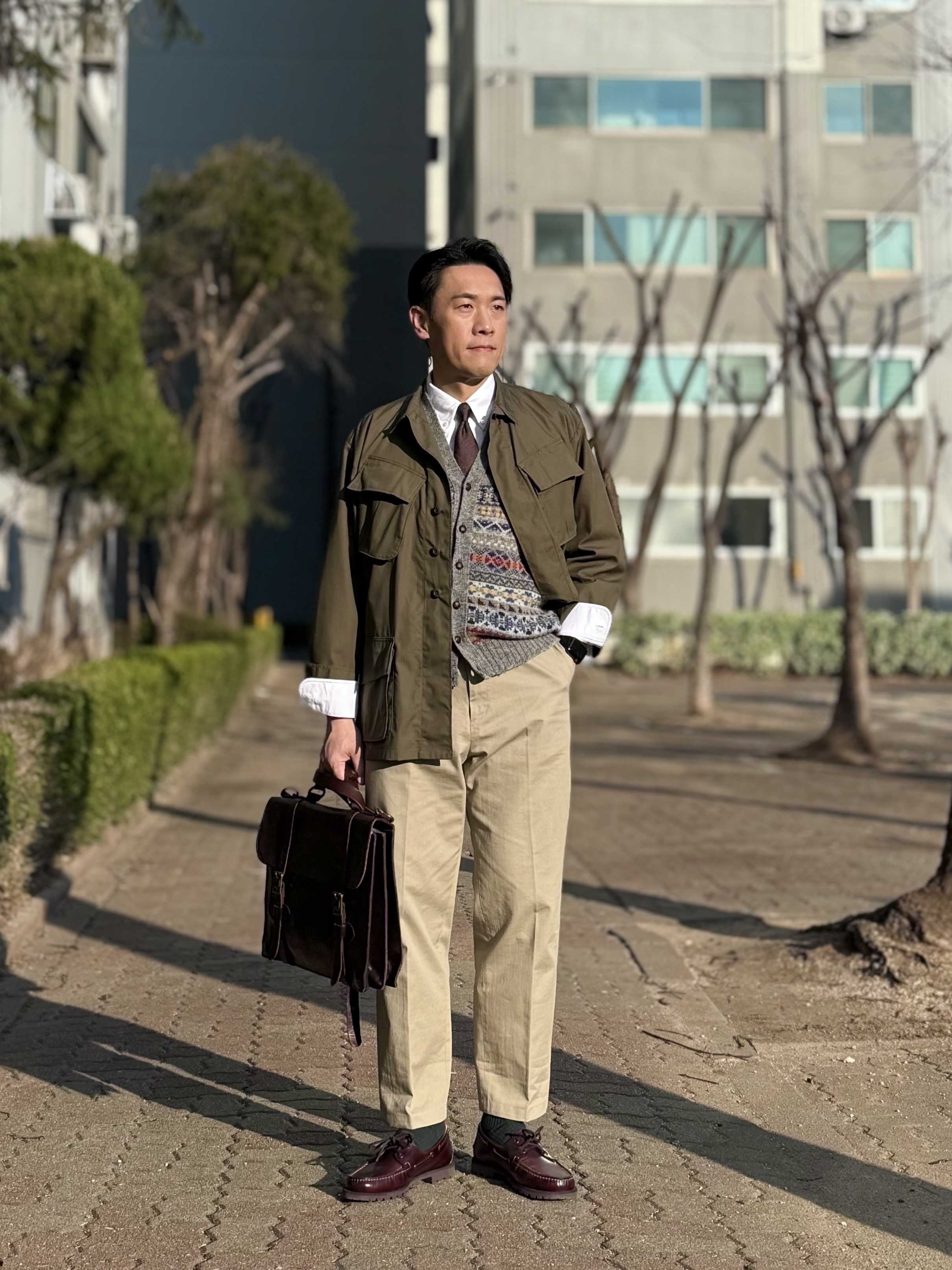 Ciota Jungle Fatigue Jacket Dark Olive - 25SS, Paraboot Malo Lisse America 착용 스타일 - 2