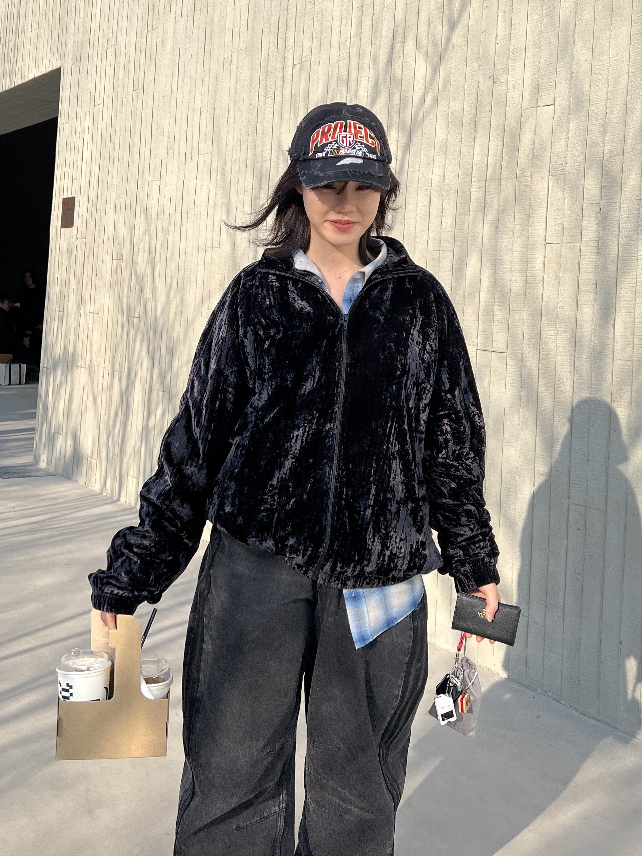 Supreme Crushed Velvet Track Jacket Black - 23FW, Project G/R Upcycled Racing Cap Washed Black ์ฐฉ์ฉ ์คํ์ผ