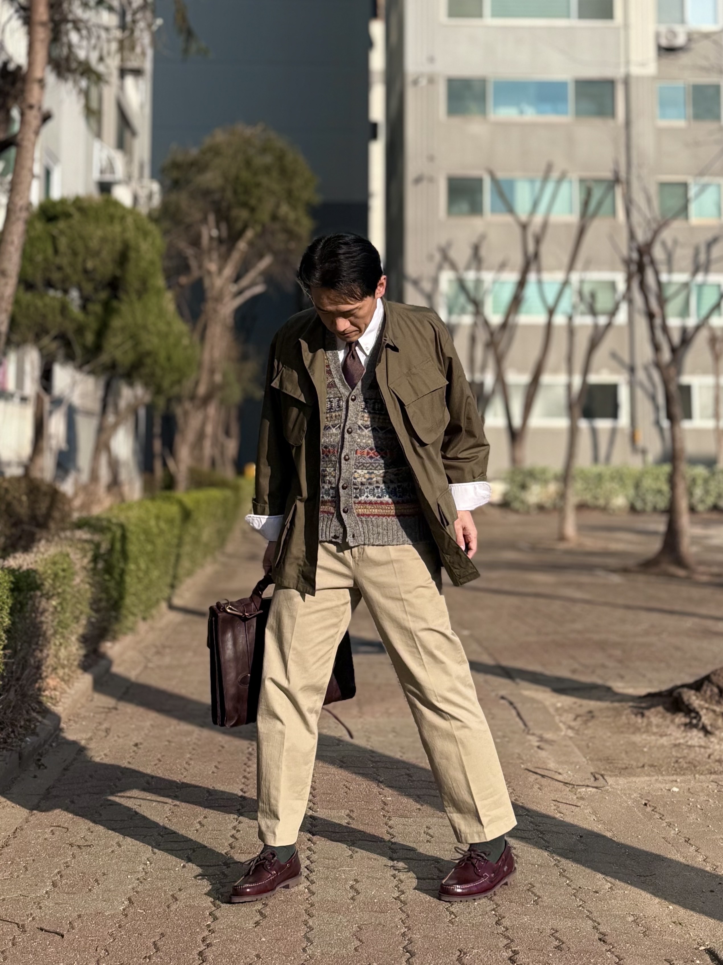 Ciota Jungle Fatigue Jacket Dark Olive - 25SS, Paraboot Malo Lisse America 착용 스타일 - 6