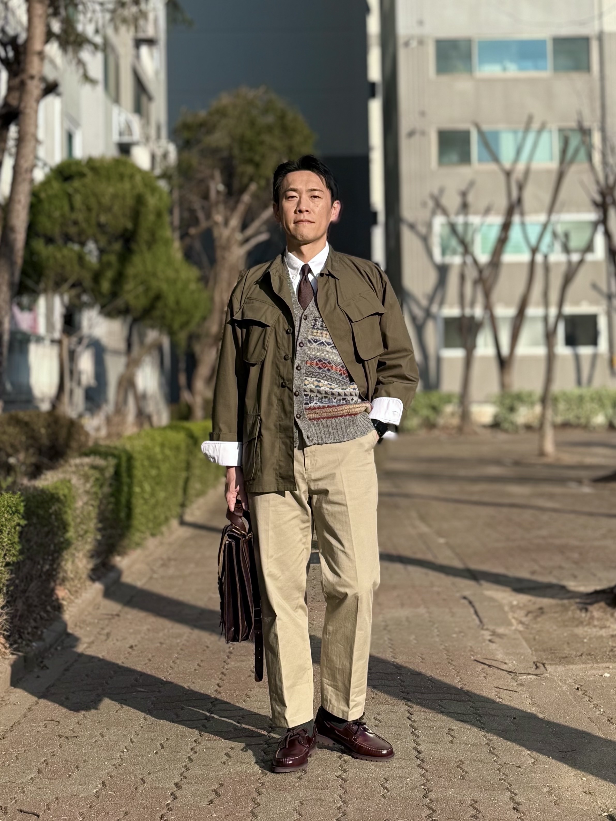 Ciota Jungle Fatigue Jacket Dark Olive - 25SS, Paraboot Malo Lisse America 착용 스타일 - 1