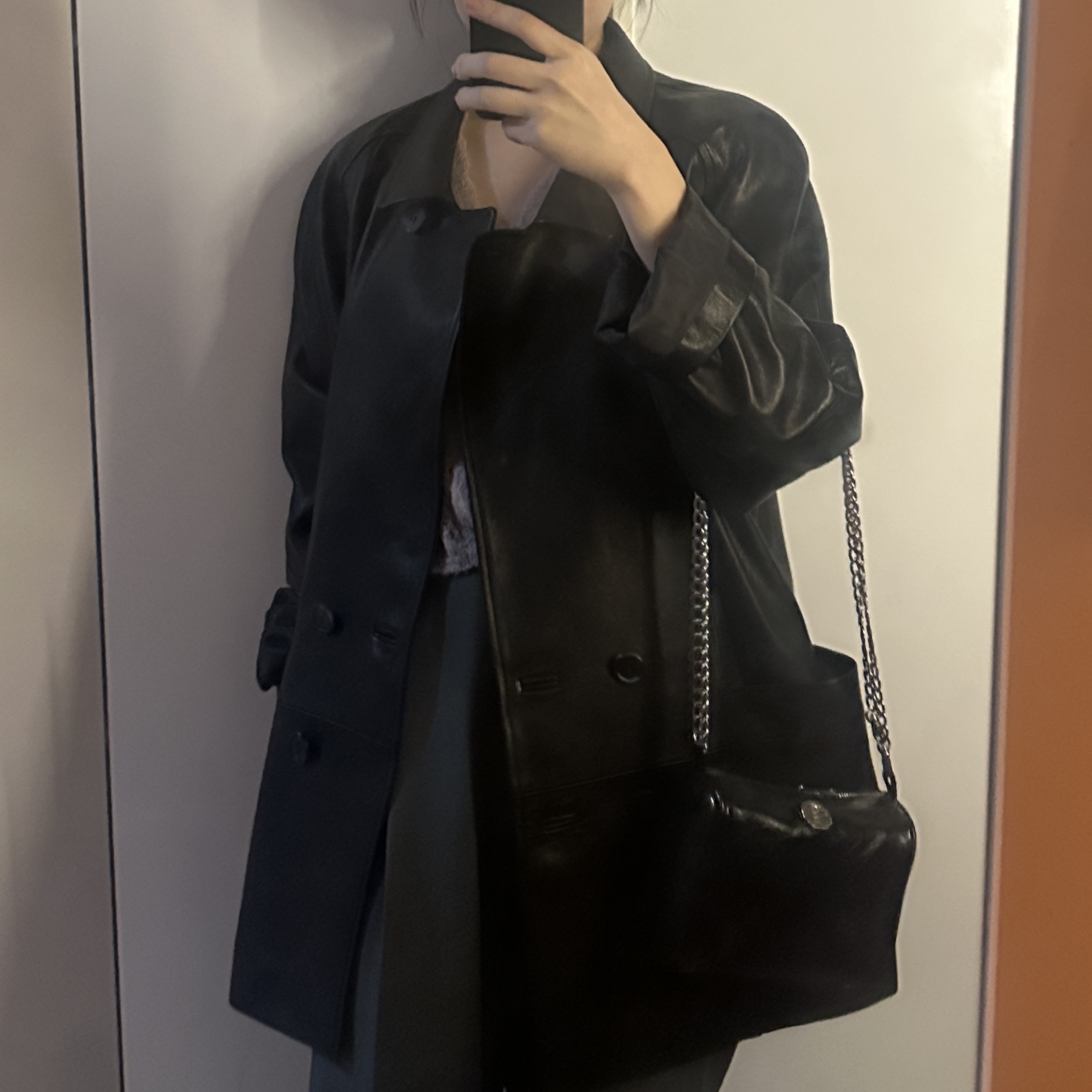 [RE-ORDER] FARVEN Volume Double Leather Jacket Black 착용 스타일