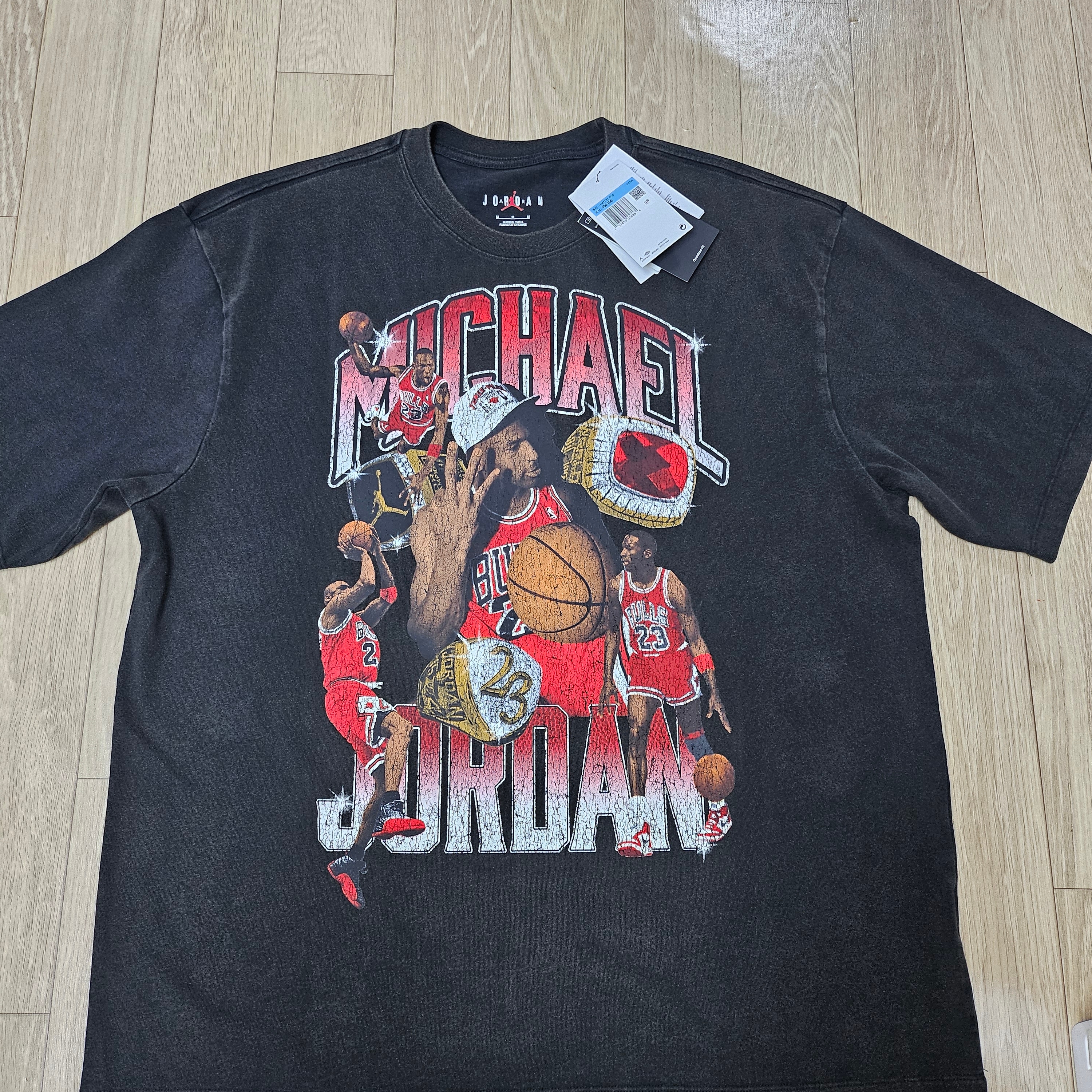 Jordan Flight Essentials Oversized T-Shirt Black Varsity Red - Asia 착용 스타일