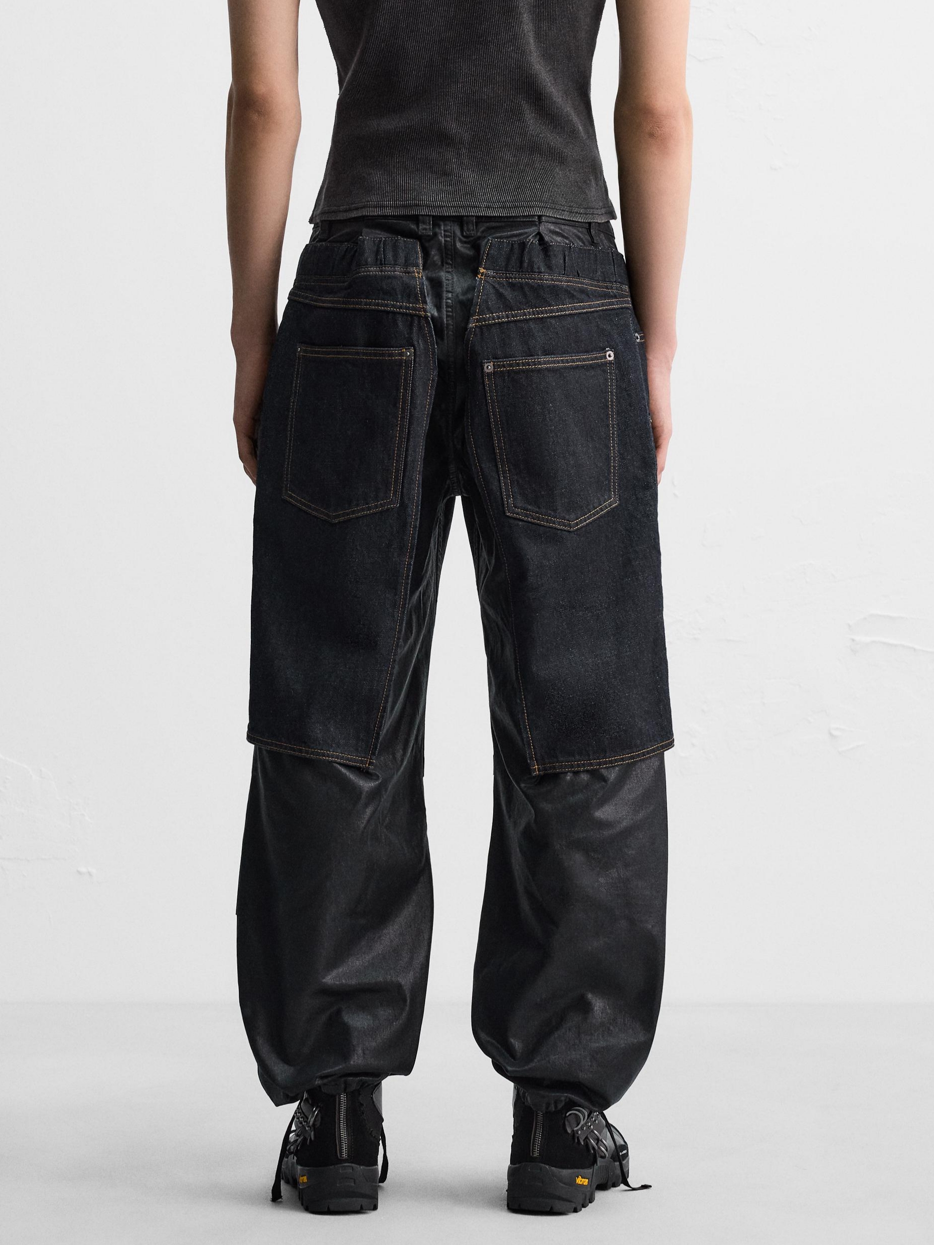 Zara x Andersson Bell Combined Layered Jeans Black 착용 스타일