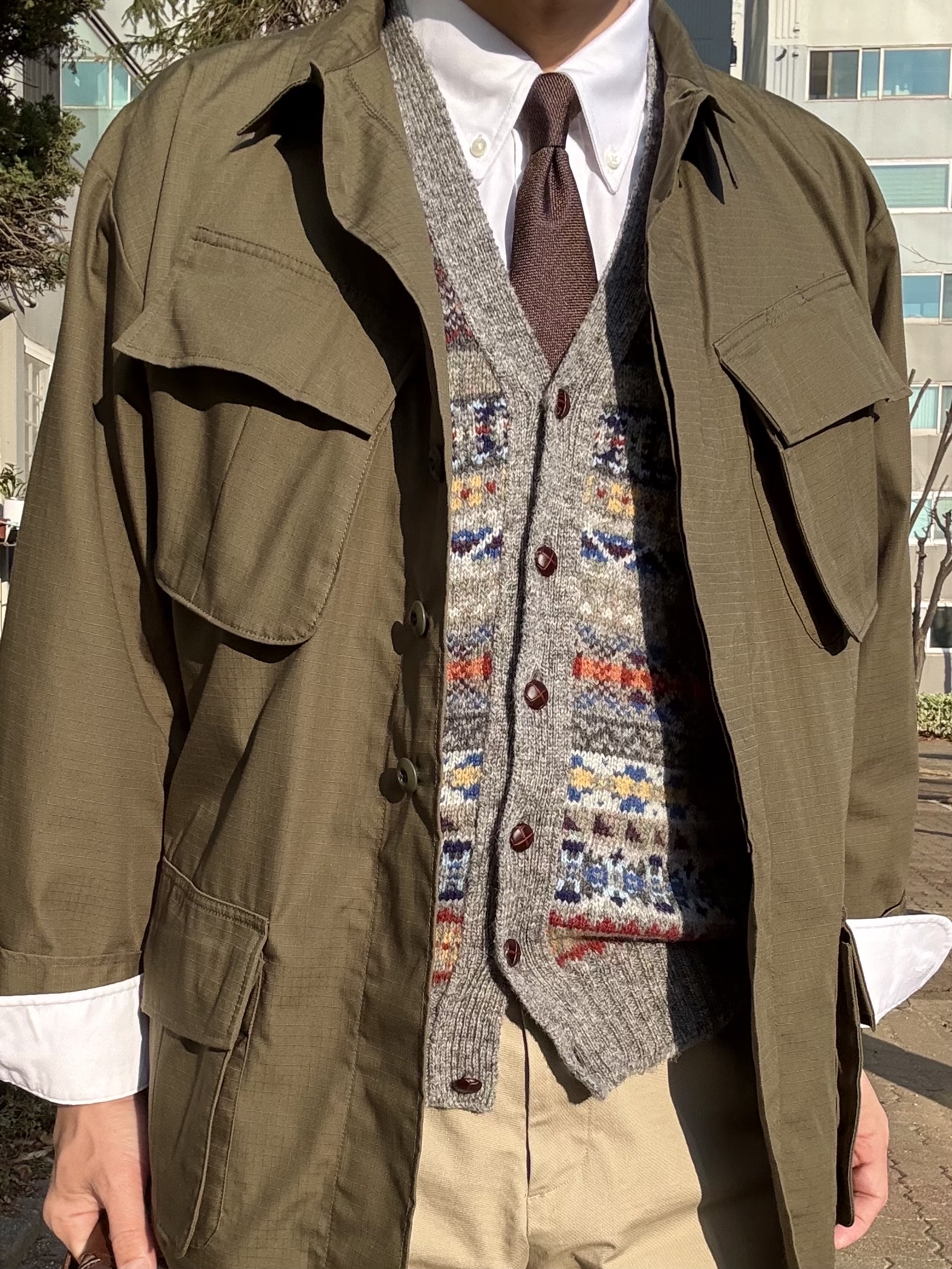 Ciota Jungle Fatigue Jacket Dark Olive - 25SS, Paraboot Malo Lisse America 착용 스타일 - 8