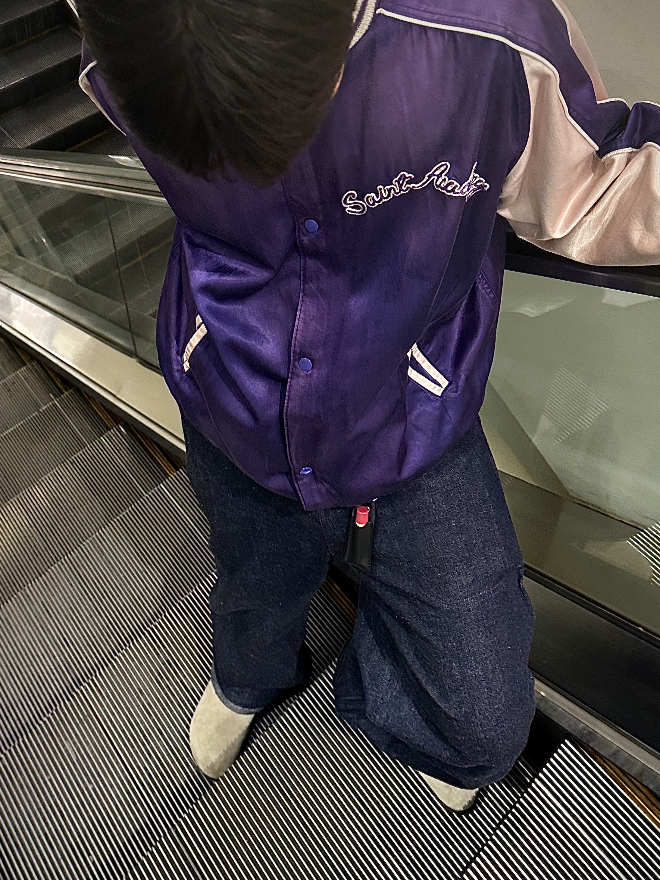Saint Mxxxxxx x Shermer Academy Sukajan Stadium Jacket Purple Pink - 22FW, Birkenstock Boston Soft Footbed Taupe - Regular 착용 스타일 - 2