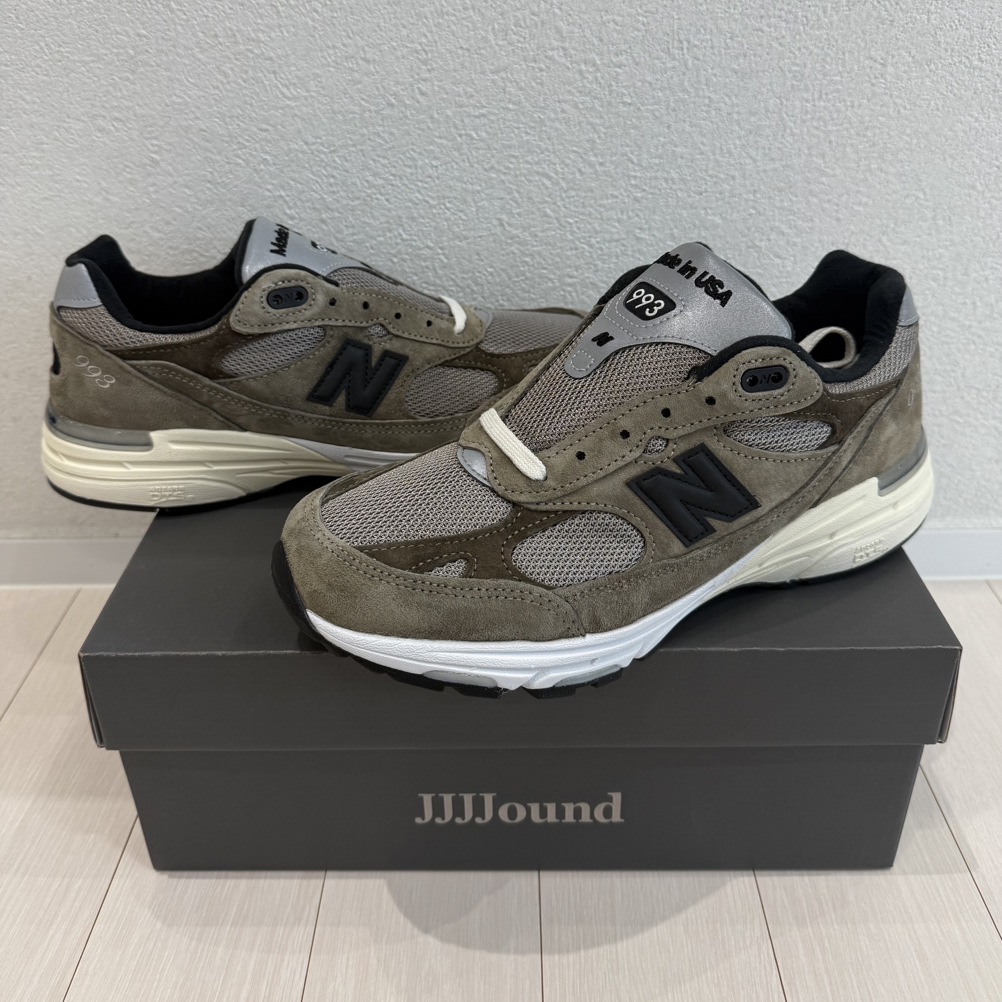 New Balance x JJJJound 993 Made in USA Mushroom White 착용 스타일