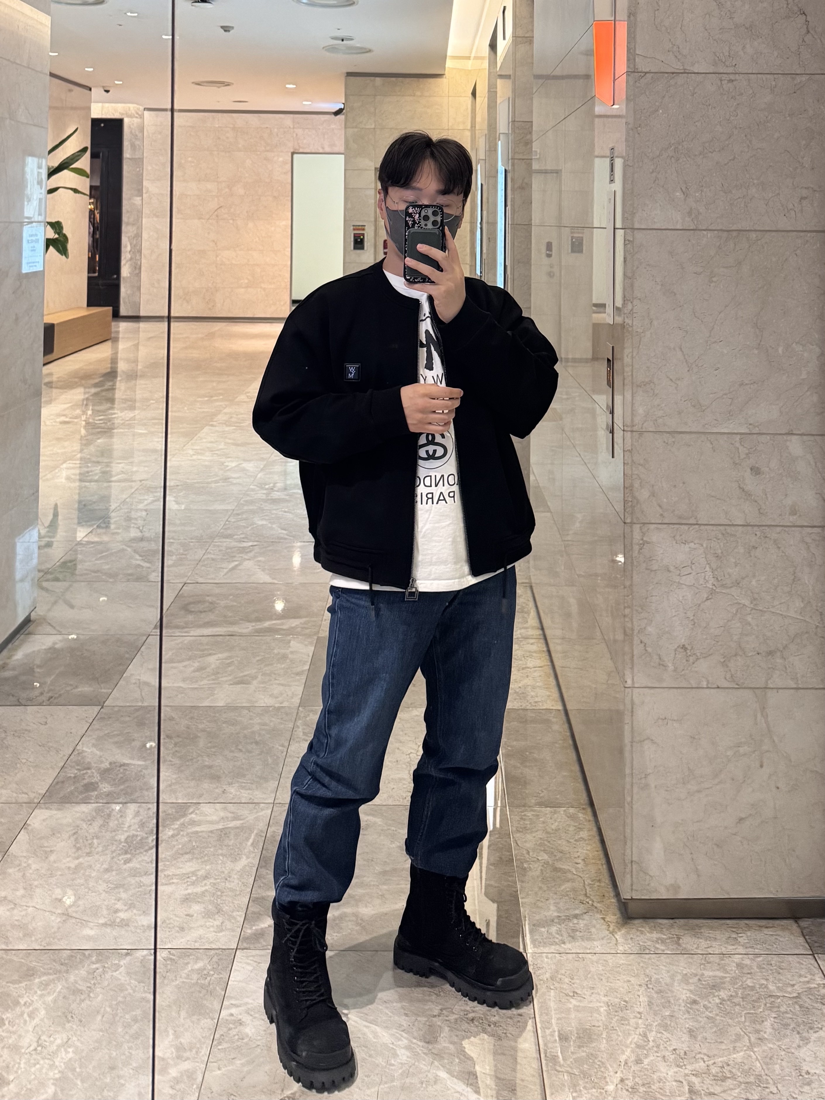 Wooyoungmi Stripe Denim Rugby Long Sleeve T-Shirt Blue - 24FW, Wooyoungmi New Straight Denim Pants Ivory - 25SS 착용 스타일 - 6