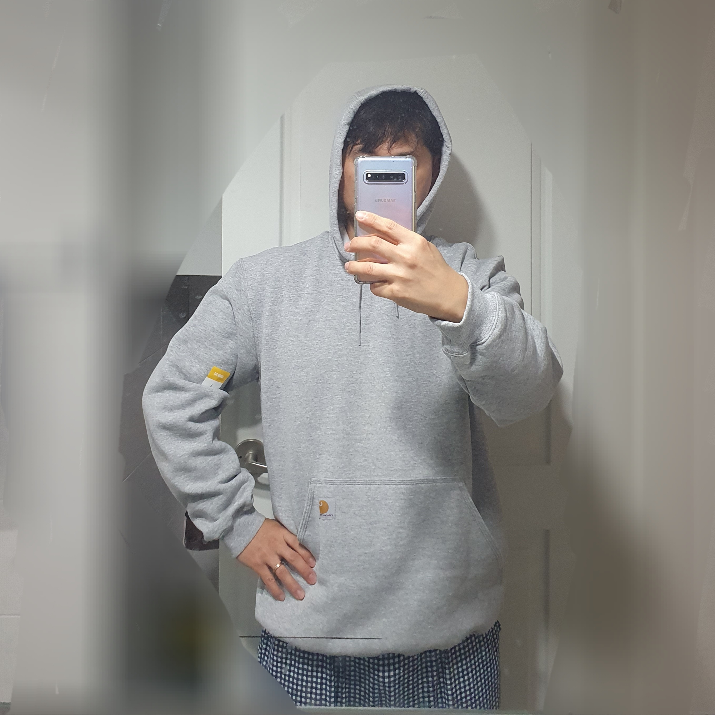 Carhartt Loose Fit Midweight Regular Hoodie Heather Grey 착용 스타일