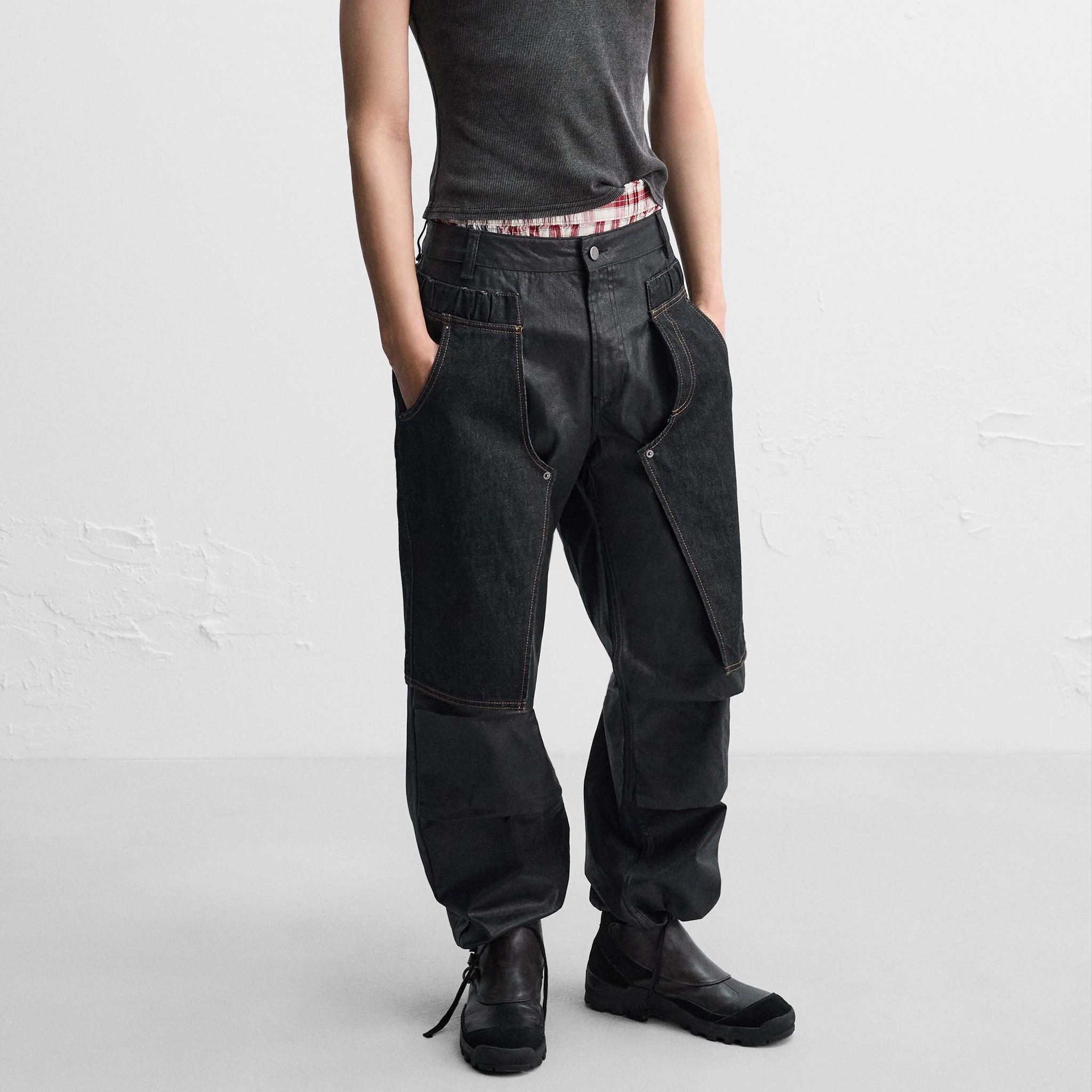 Zara x Andersson Bell Combined Layered Jeans Black 착용 스타일