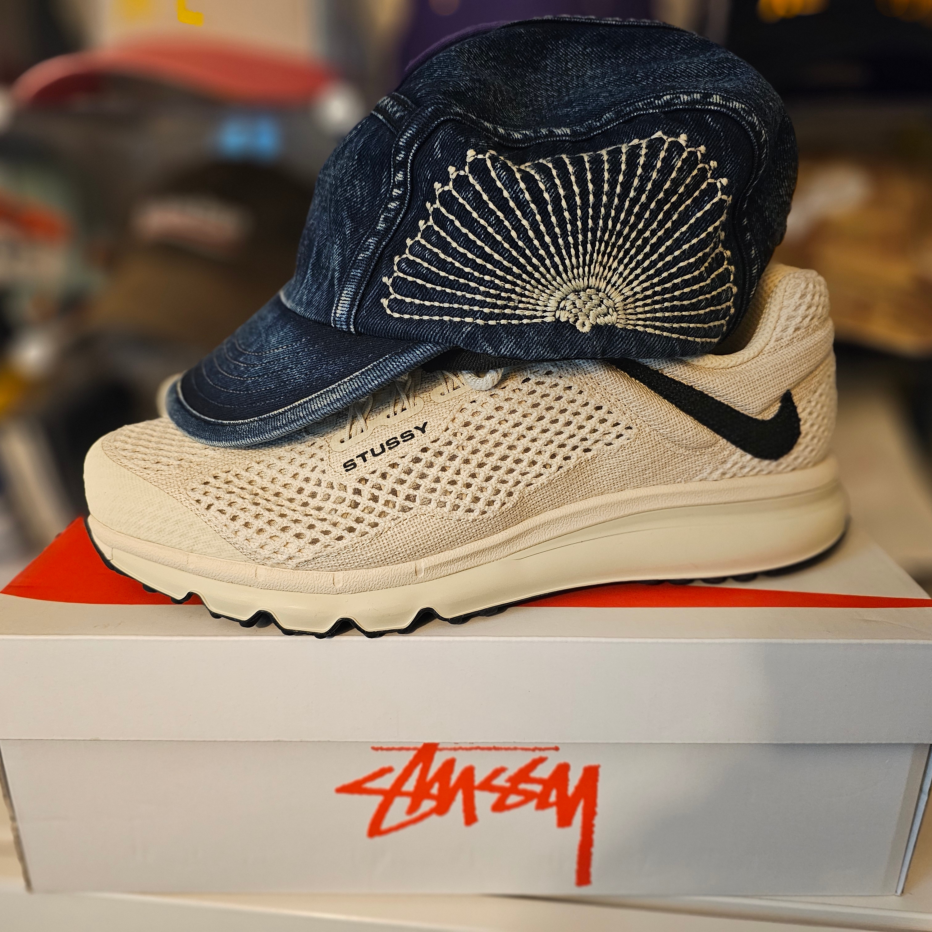 Kapital 10 oz. IDG x IDG Furoshiki Embroidery Denim Camp Cap Indigo, Nike x Stussy Air Max 2013 Fossil 착용 스타일