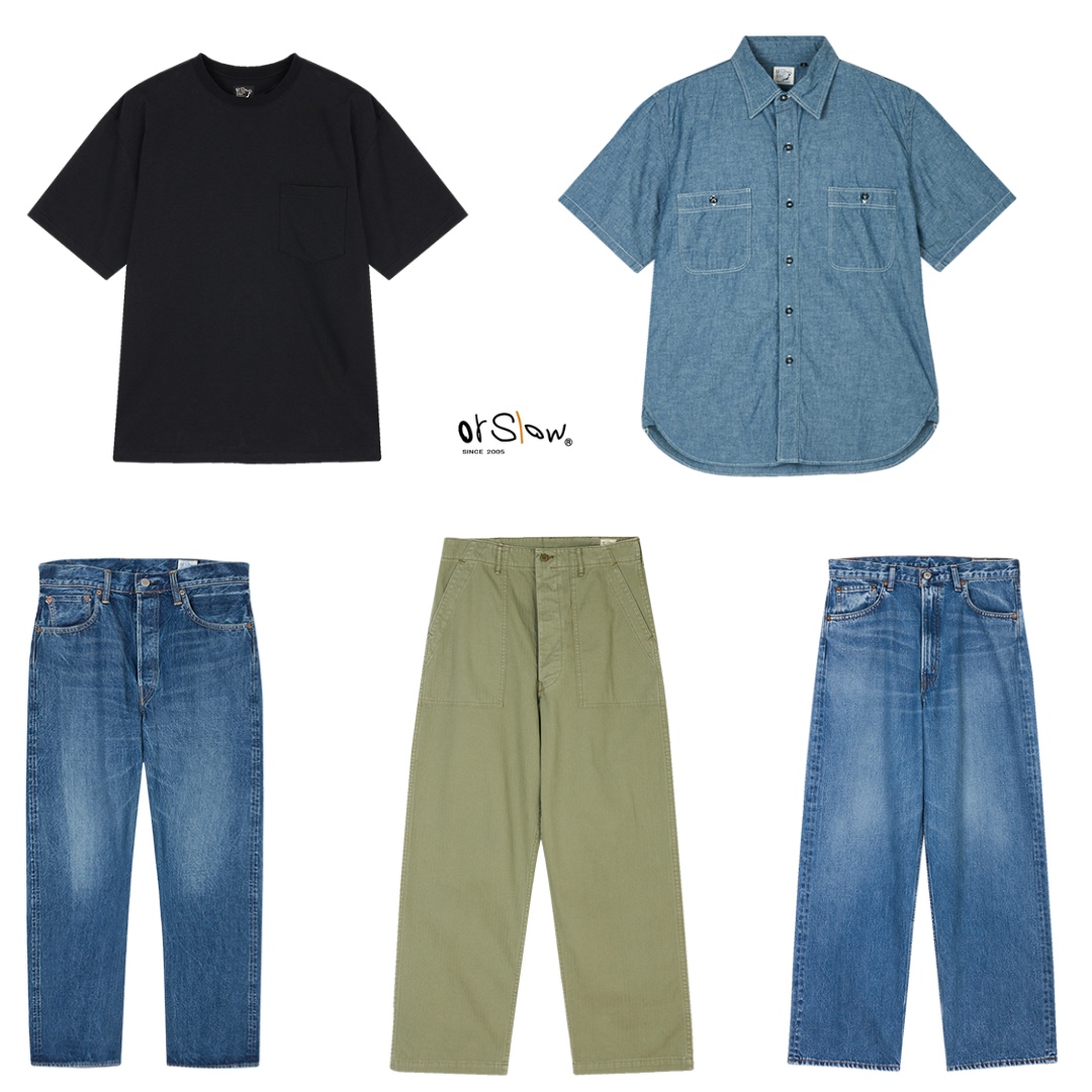 Orslow T-Shirt With Pocket Black - 25SS, Orslow Short Sleeve Work Shirt Chambray - 25SS 착용 스타일 - 2