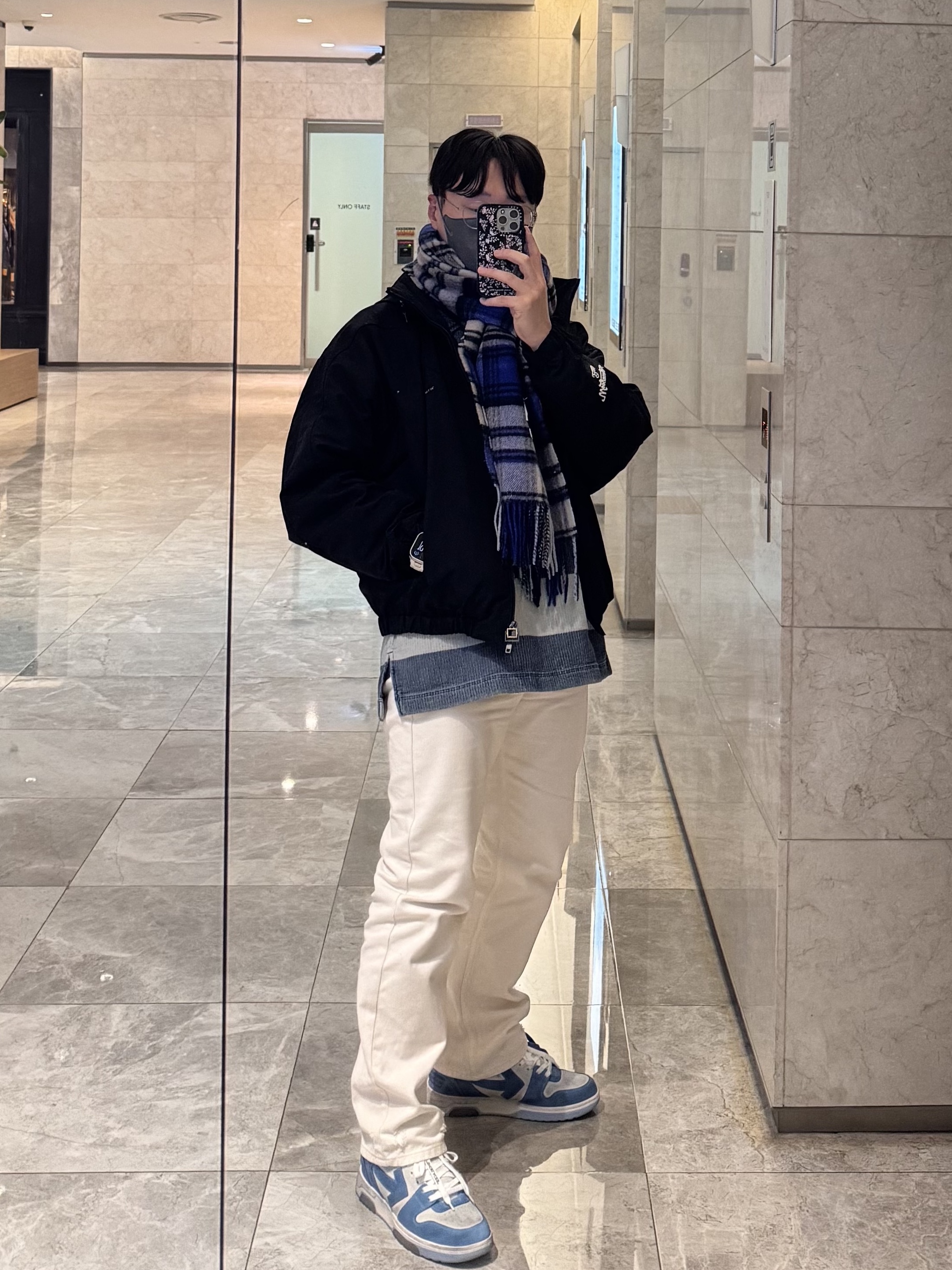 Wooyoungmi Stripe Denim Rugby Long Sleeve T-Shirt Blue - 24FW, Wooyoungmi New Straight Denim Pants Ivory - 25SS 착용 스타일 - 2
