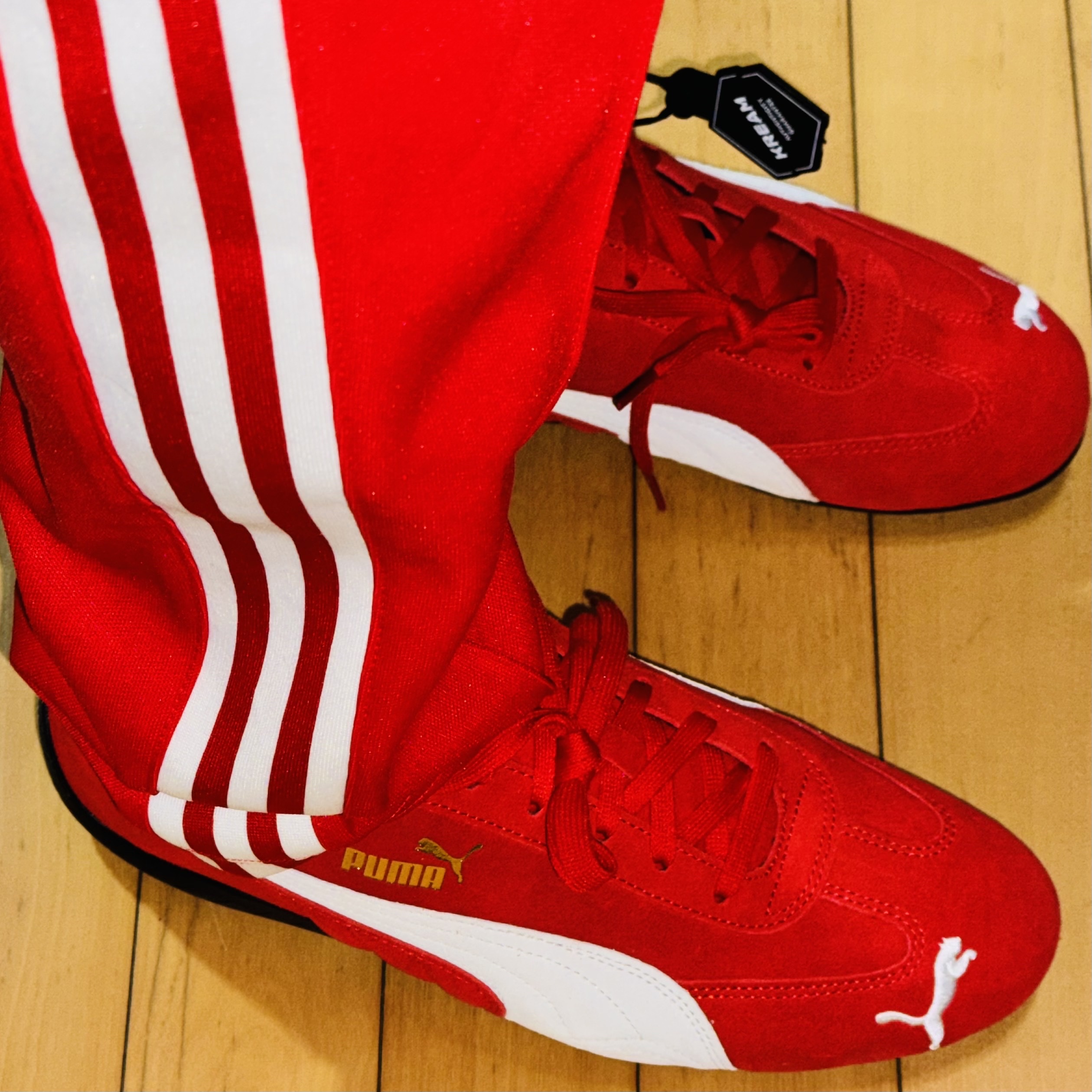 Puma Speedcat OG Red White, Adidas Adicolor Classic Beckenbauer Track Top Better Scarlet White - KR Sizing 착용 스타일 - 1