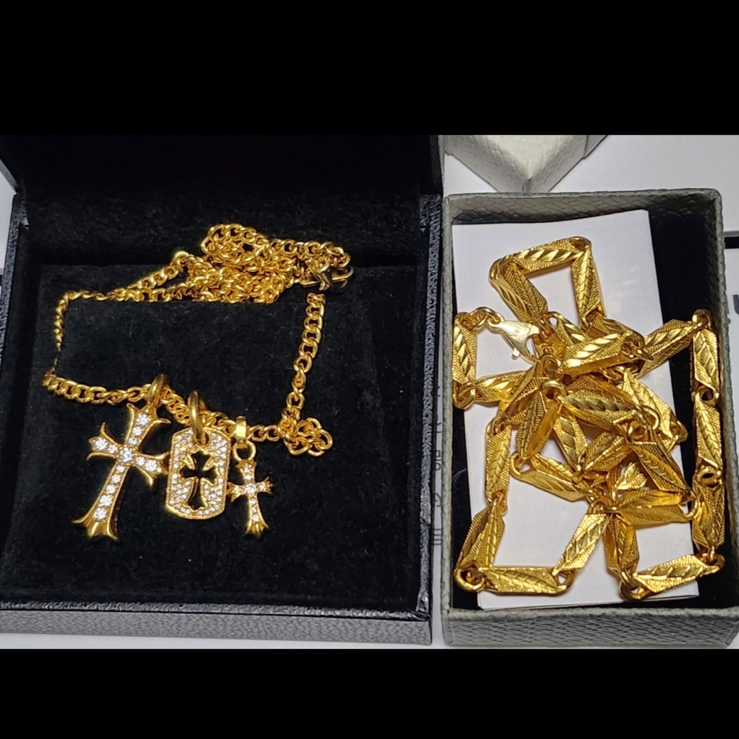 Hansroom Chrome Hearts 22K Paper Chain SML Cross Pave Dia 착용 스타일 - 1