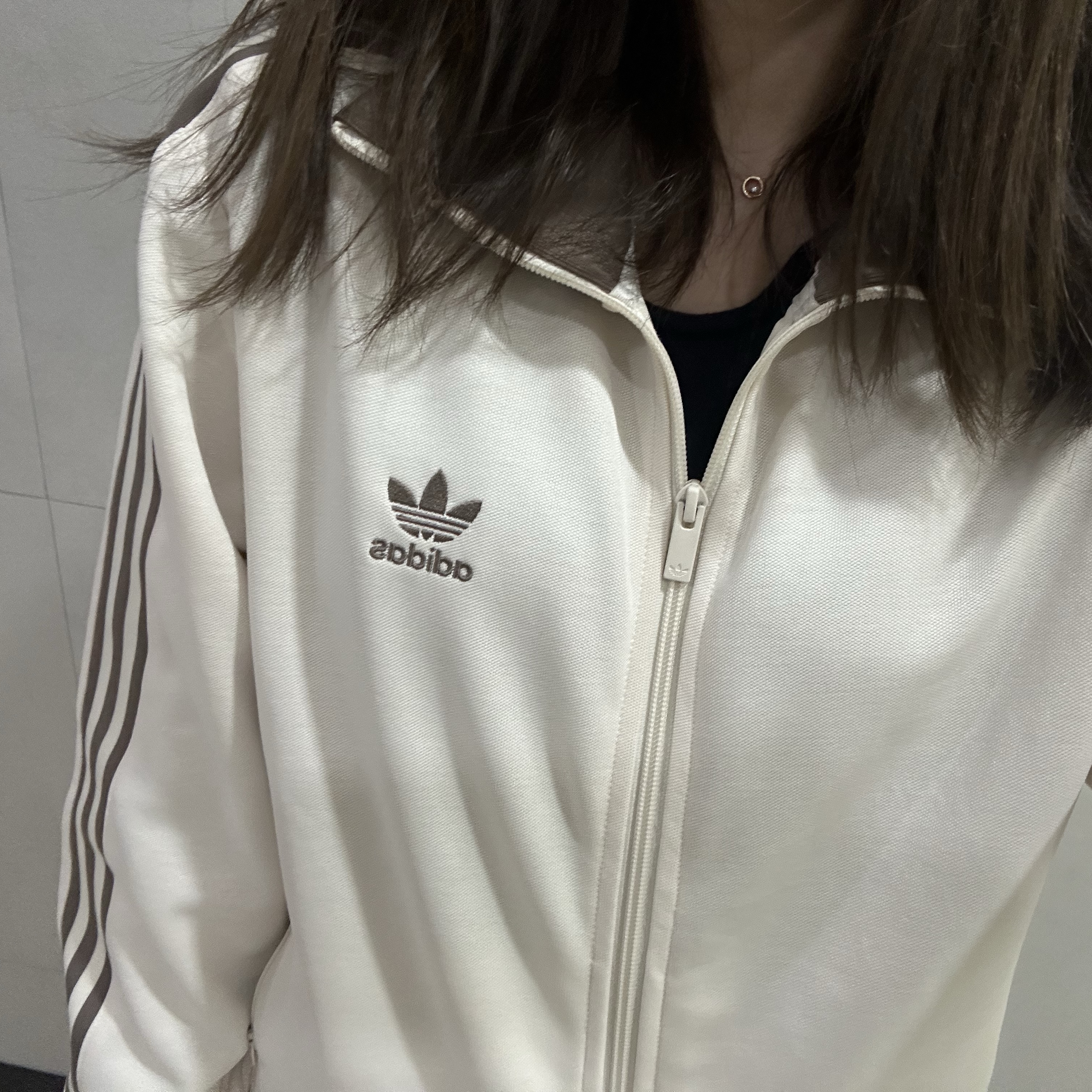Adidas Adicolor Classic Beckenbauer Track Top Wonder White Trace Brown - KR Sizing 착용 스타일