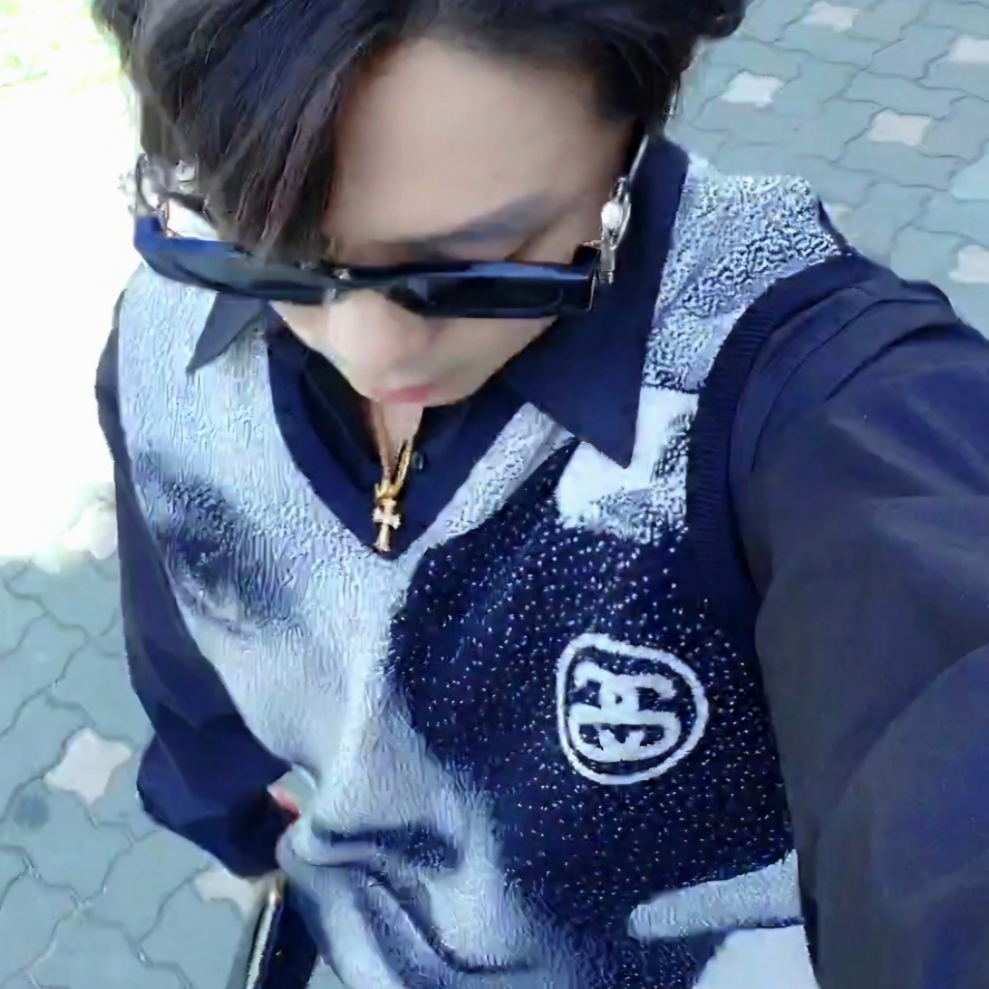 Hansroom Chrome Hearts 22K Paper Chain SML Cross Pave Dia 착용 스타일 - 2