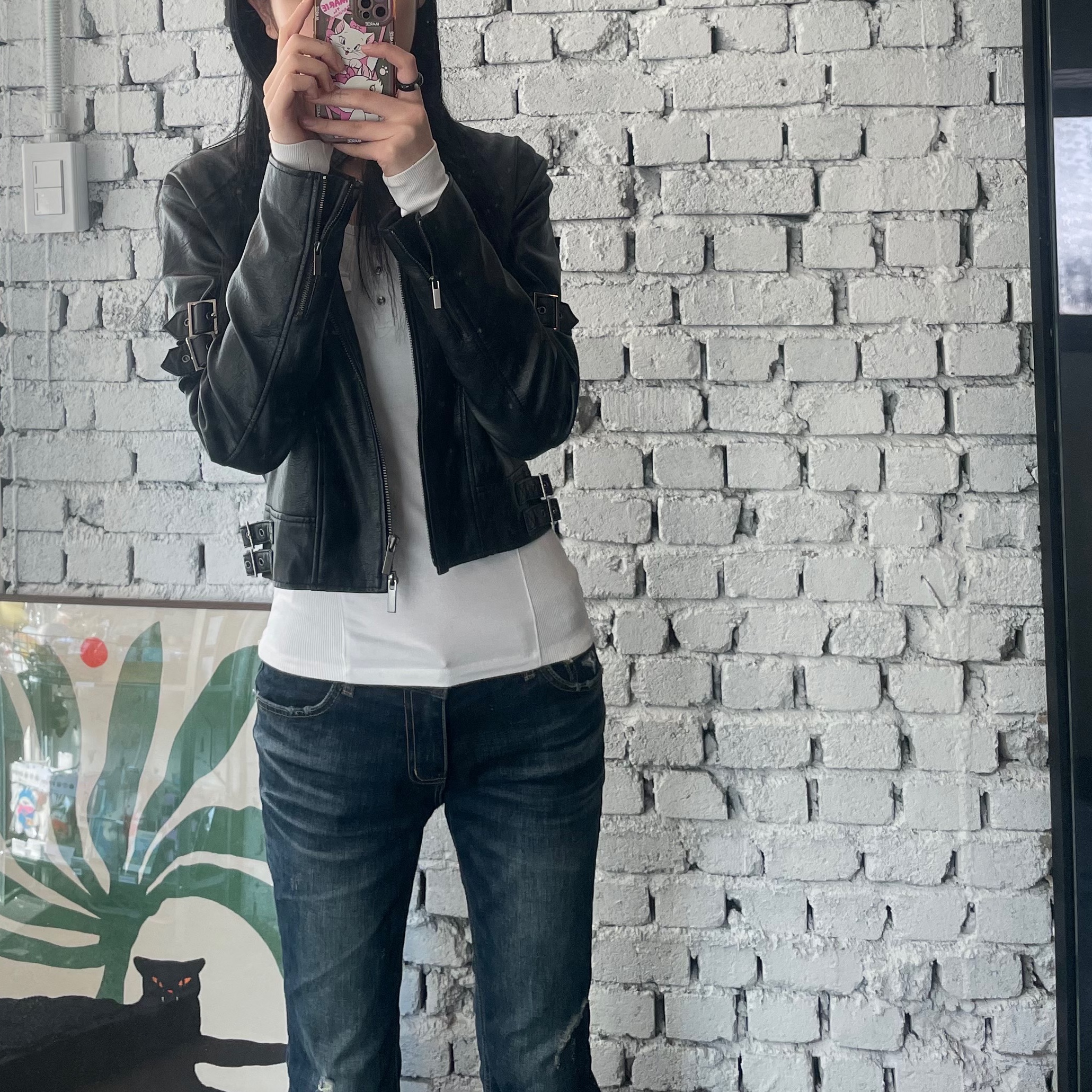 (W) Bohemian Seoul Deep Blue Washing Boots Cut Denim Pants Deep Blue 착용 스타일 - 1