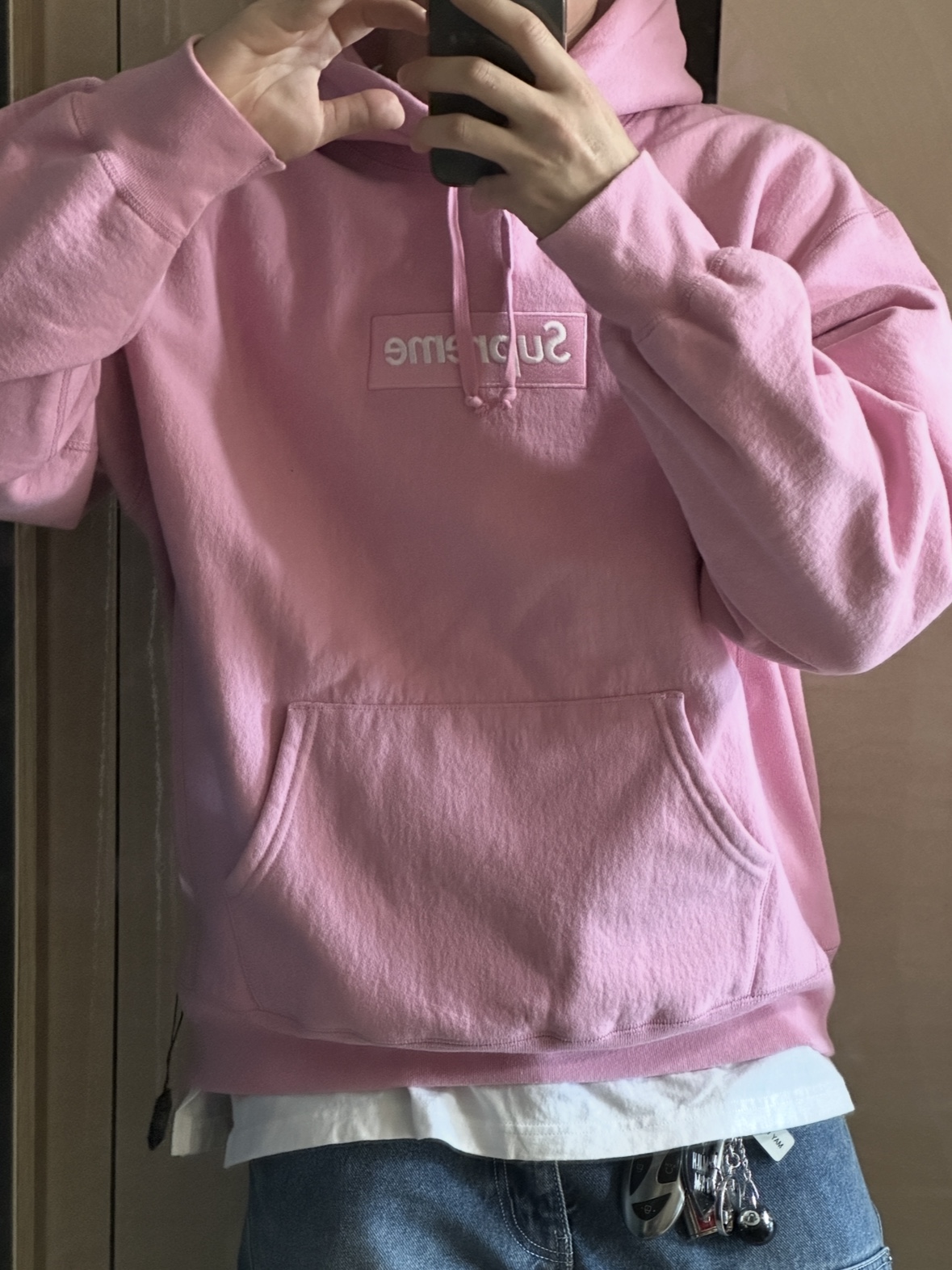 Supreme Box Logo Hooded Sweatshirt Dusty Pink - 24FW 착용 스타일