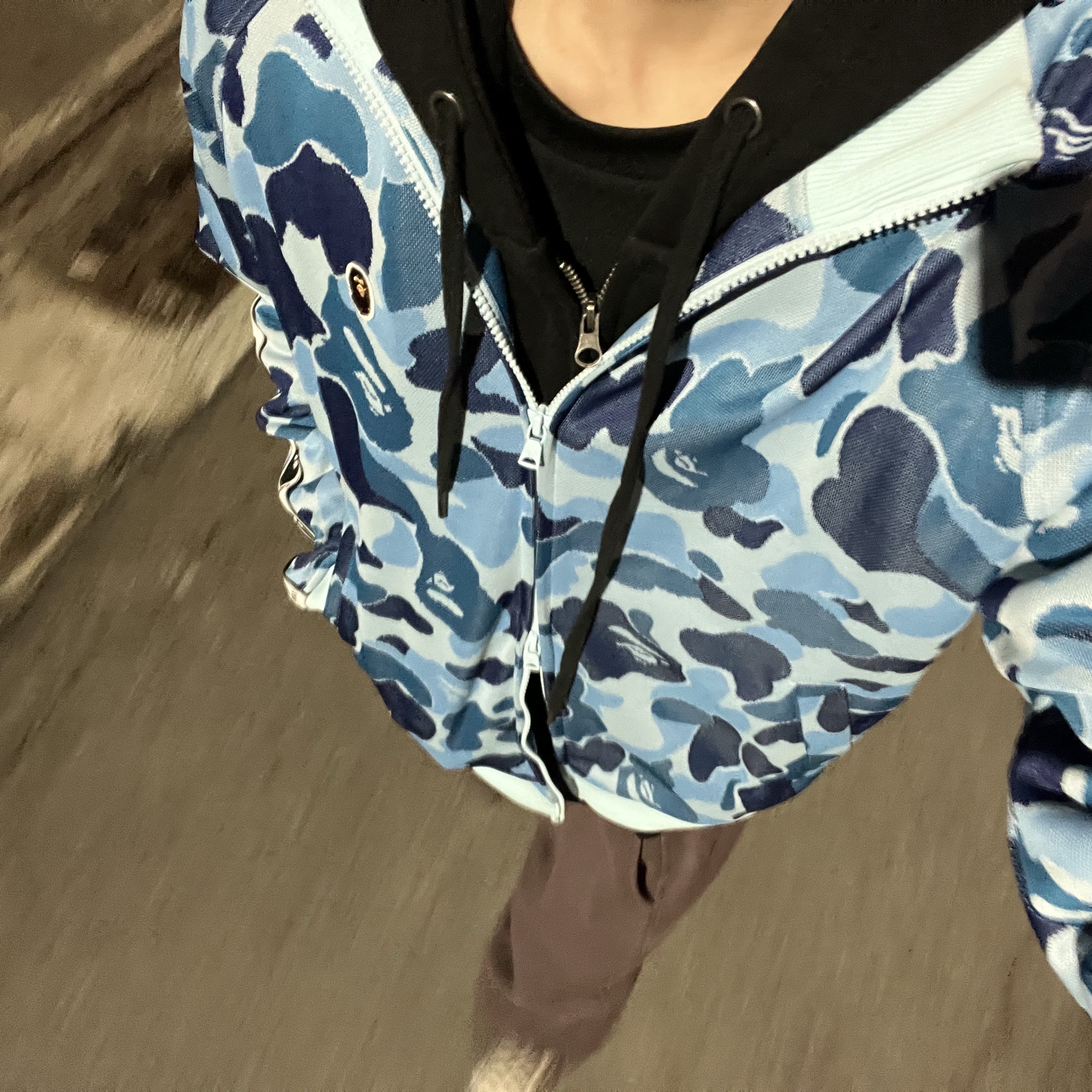 BAPE ABC Camo Jacquard Track Jacket Blue 착용 스타일