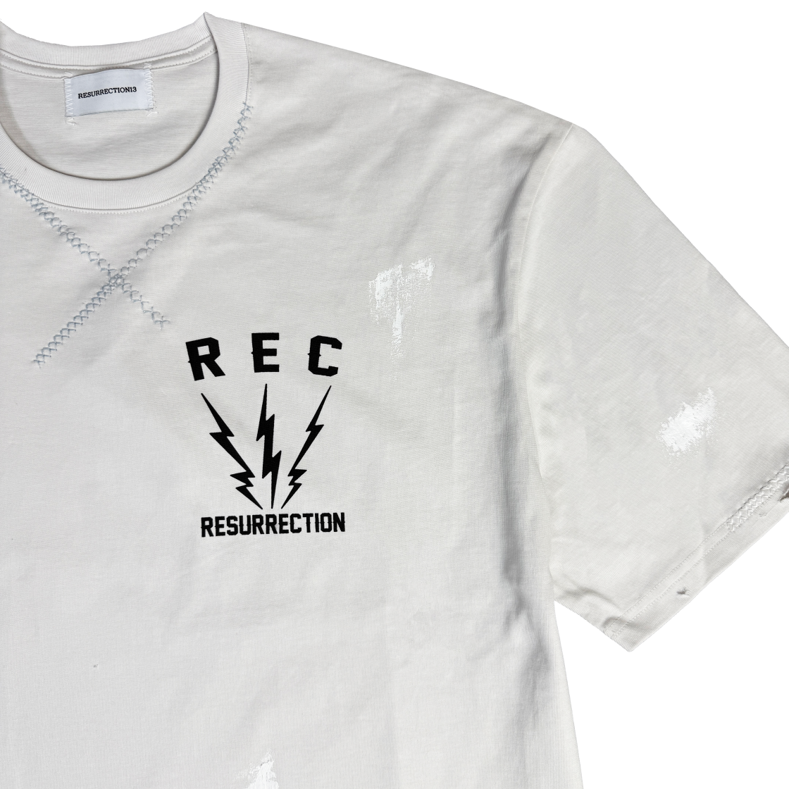 25-T002 Cream Resurrection13 Detail Lyered T-Shirt Cream - #3