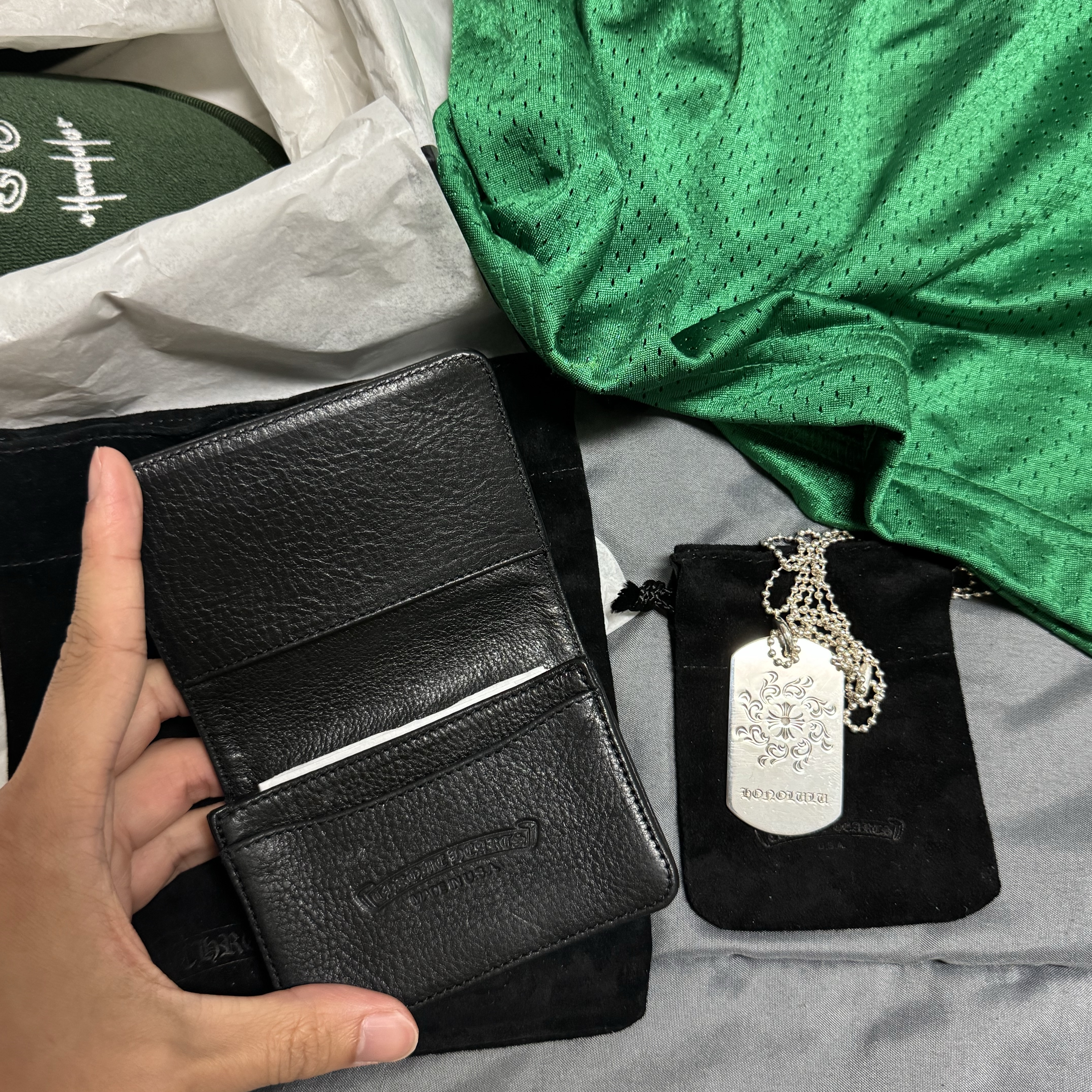 Chrome Hearts Mesh Warm Up Shorts Green 착용 스타일 - 2