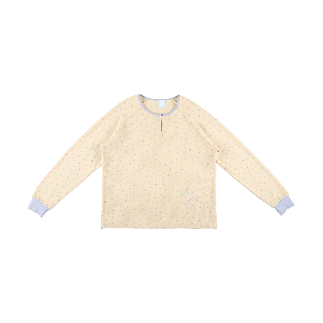 샤키리 키키 헨리 넥 와플 탑 (버터)"(SHAKIRI Kiki Henley Neck Waffle Top (Butter))