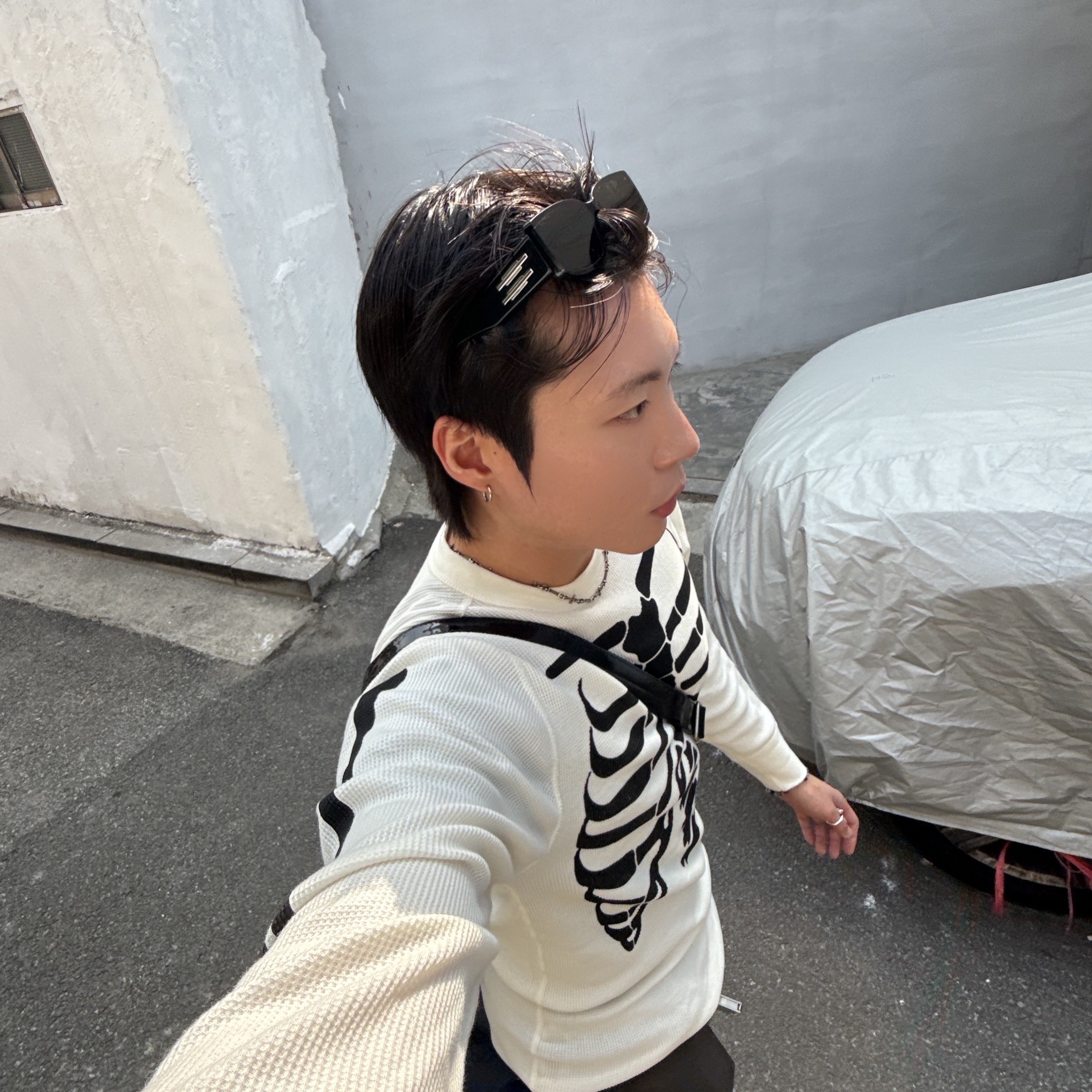 Supreme Hanes Bones Thermal Crew Natural (1 Pack) 착용 스타일 - 2