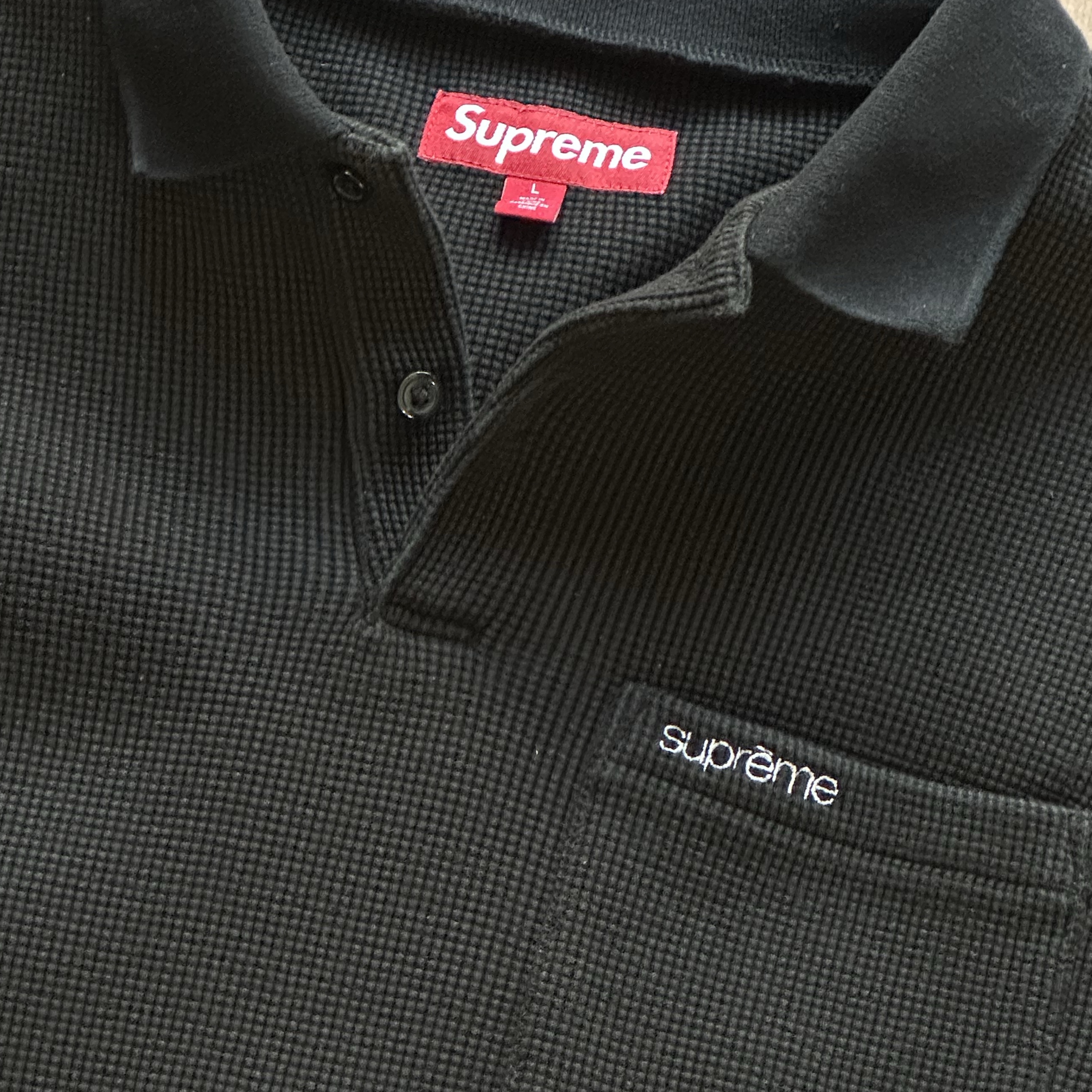 Supreme Thermal L/S Polo Black - 23FW 착용 스타일 - 2