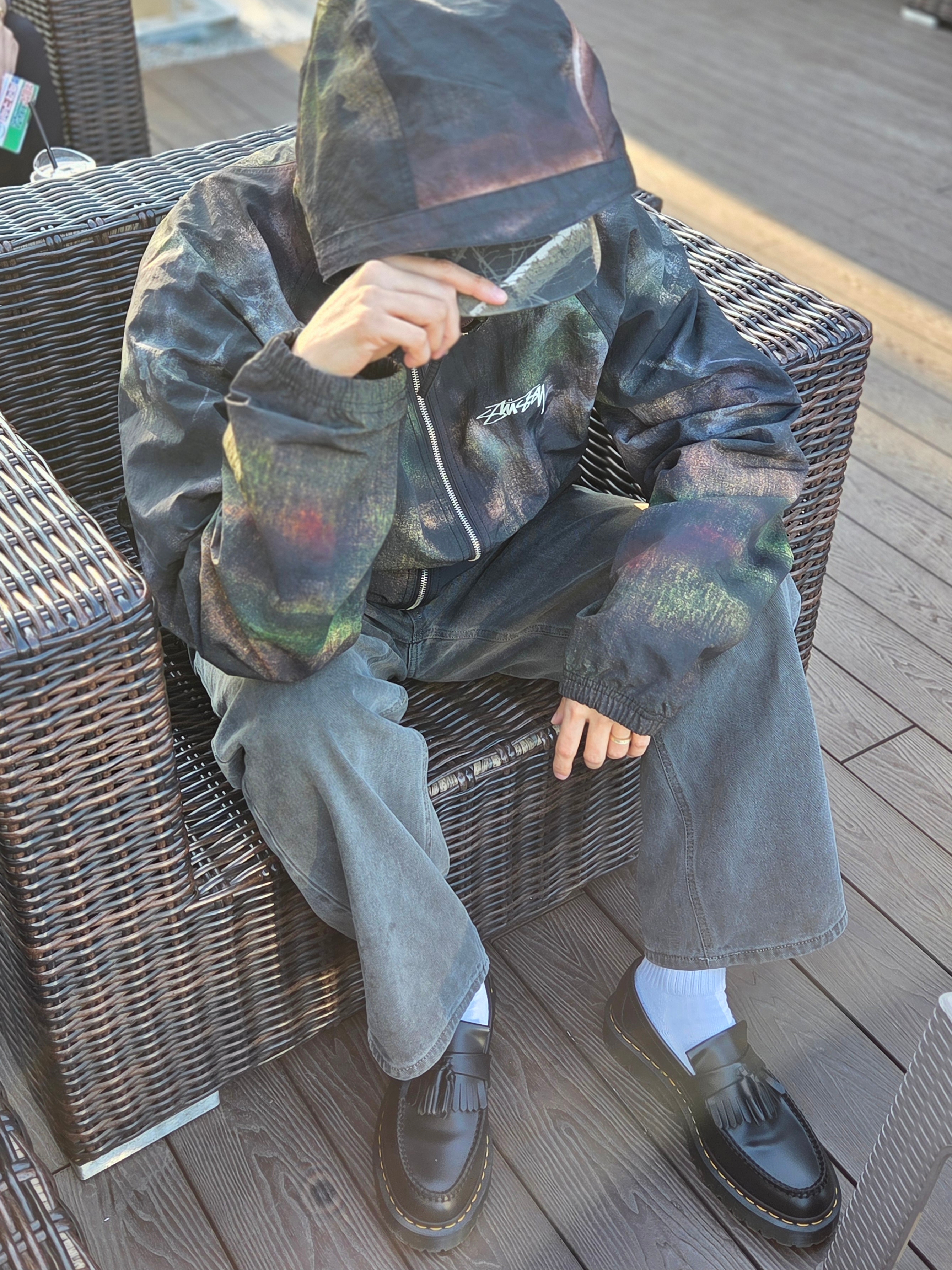 Stussy Stenpat Camo Beach Shell Jacket Fortine, Supreme Difference 6-Panel Black - 24FW 착용 스타일 - 2
