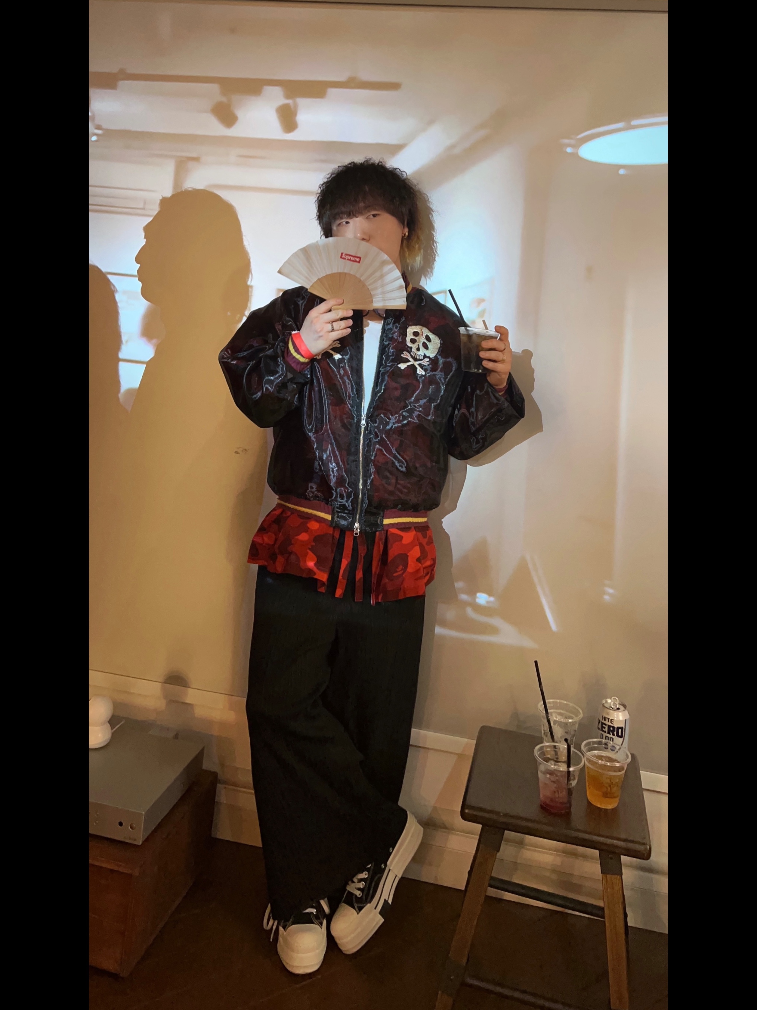 Converse x Drkshdw DBL Drkstar Chuck 70 Hi Black, Kapital Sheer Pearl Mosquito Guard Souvenir Jacket Black 착용 스타일 - 1