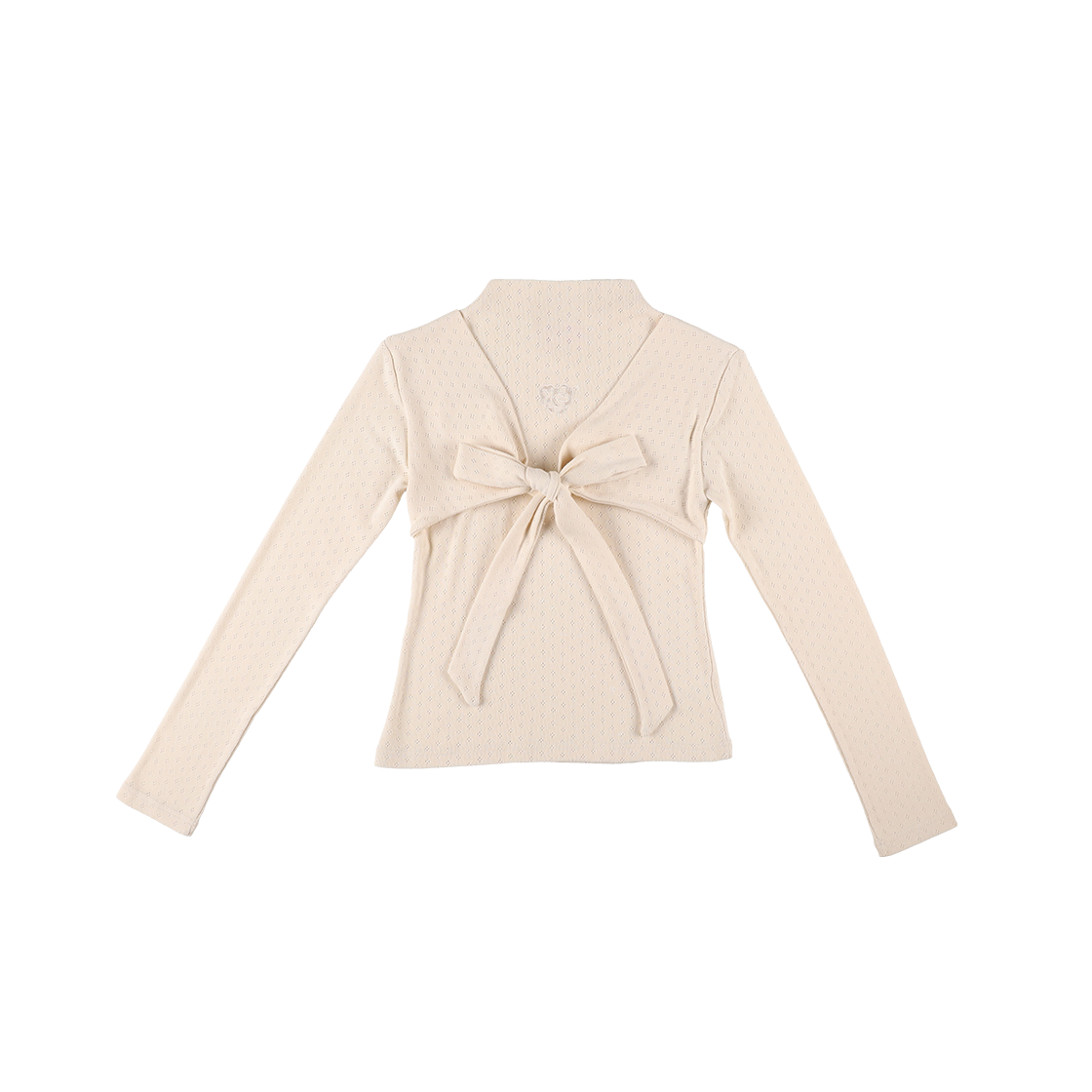 샤키리 슈 리본 코튼 탑 (크림)(SHAKIRI Chou Ribbon Cotton Top (Cream))